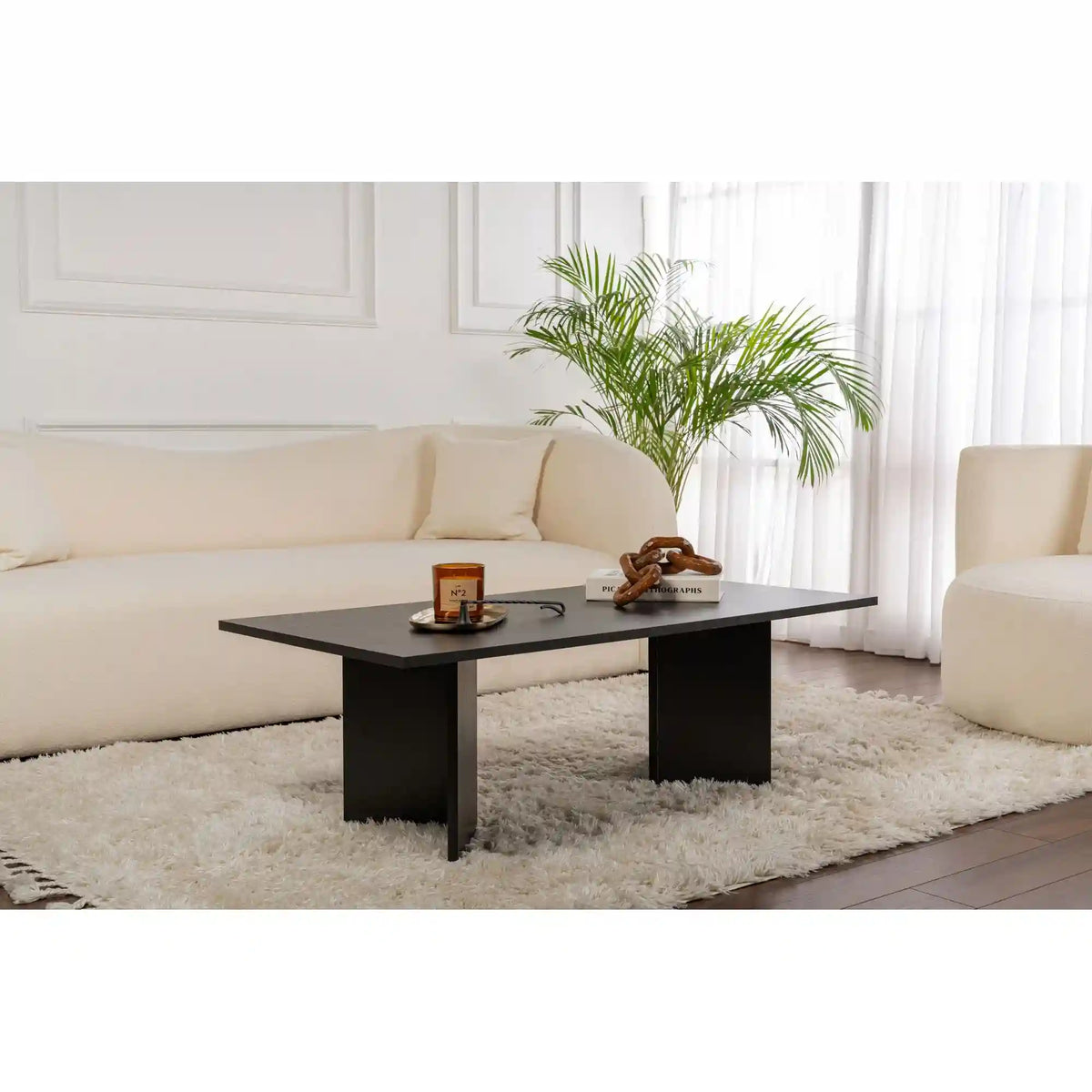 Masuta cafea SABIN, negru, PAL melaminat, 119x60x40 cm