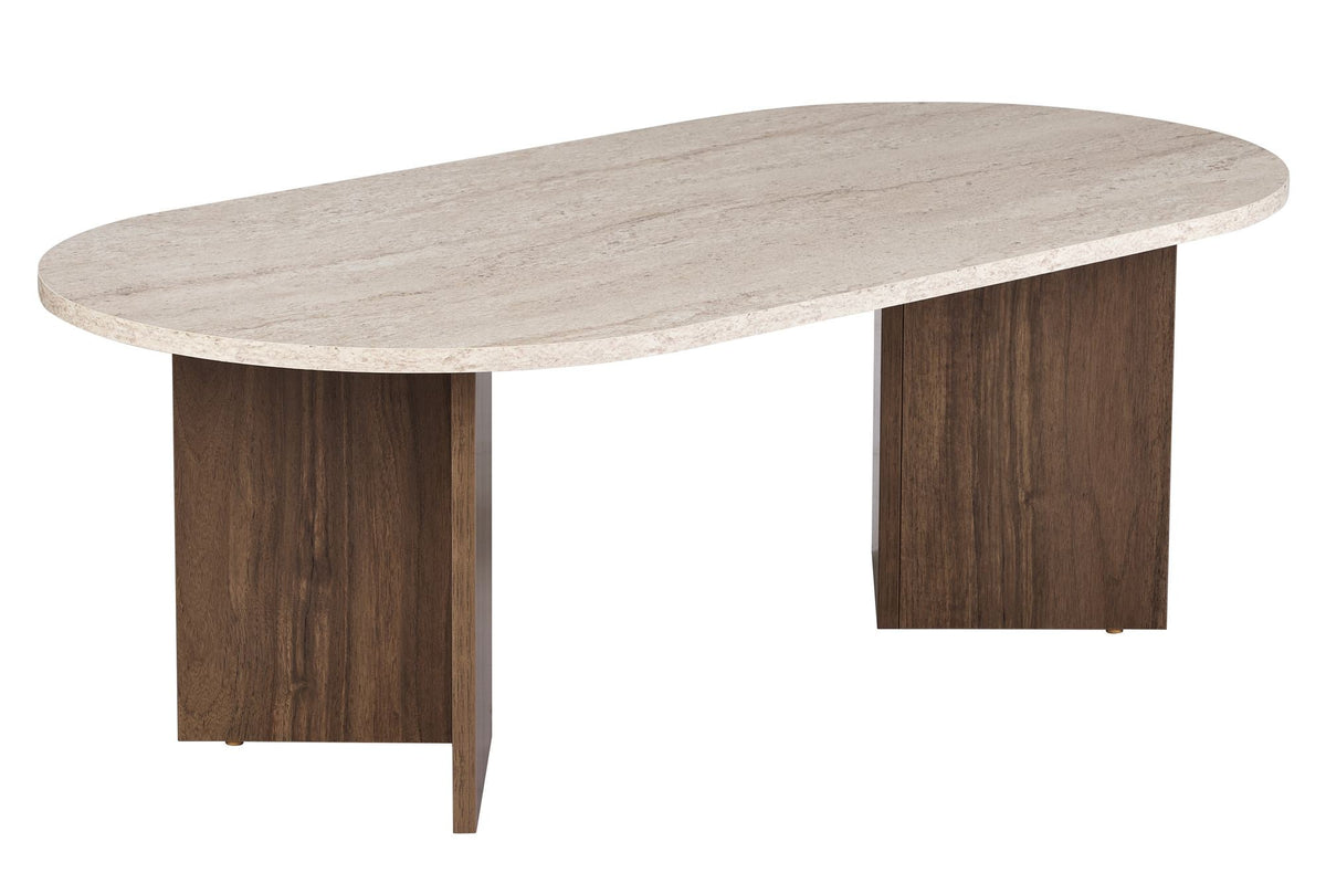 Măsuță de cafea, Sable - Travertine, Walnut, Travertin / Nuc