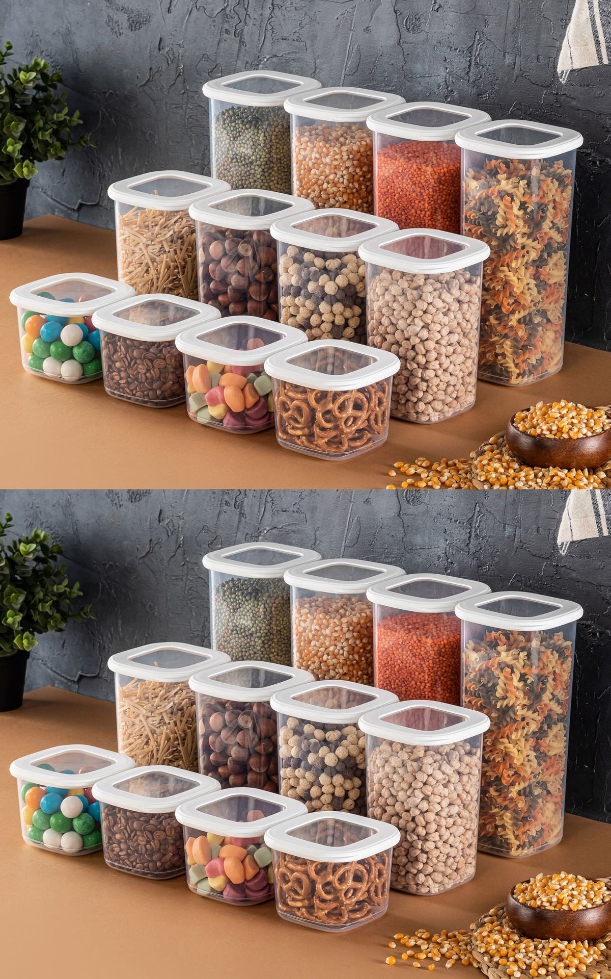 Set cutii depozitare (24 piese), BNMPOLYWS24-51217, Alb