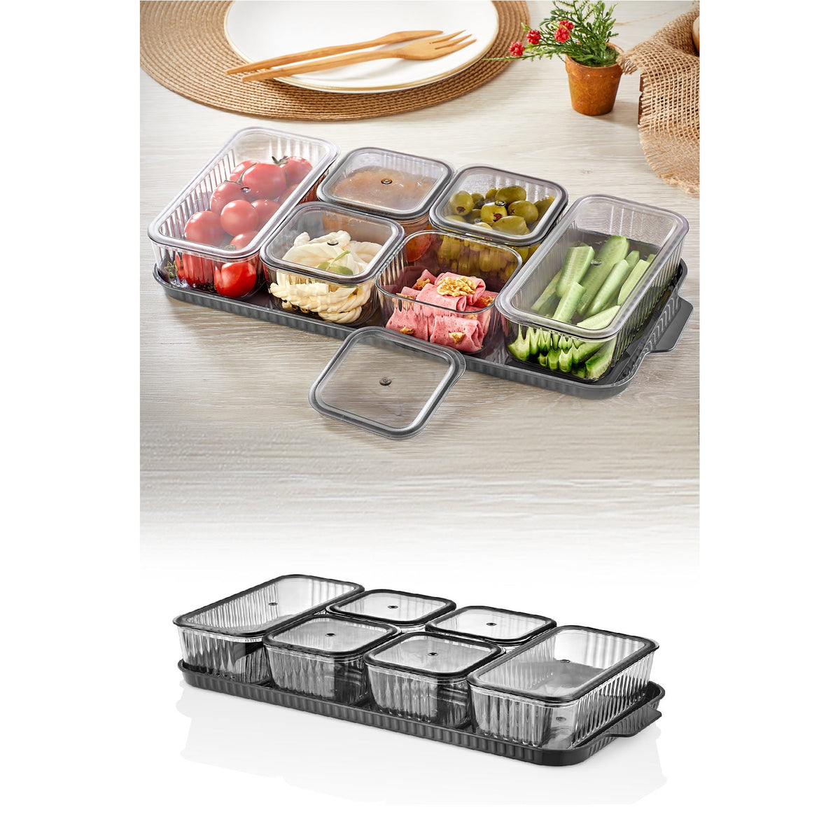 Set cutii depozitare (13 piese), Khvltseffaf - Anthracite, Antracit