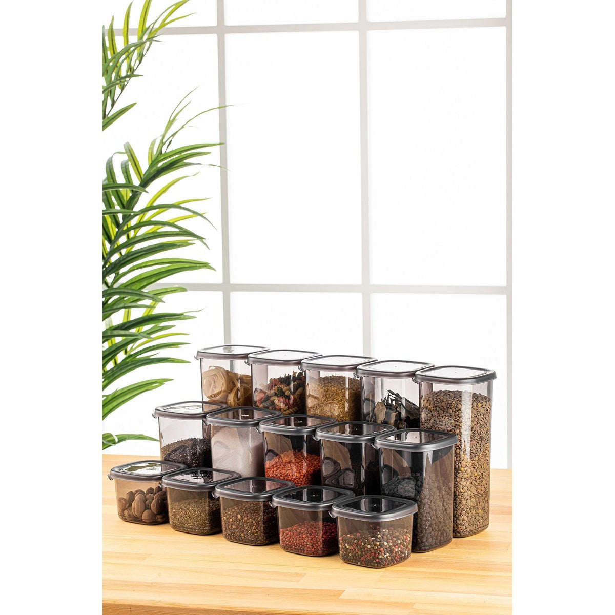 Set cutii depozitare (15 piese), BNMPEGYAS15-51217, Antracit
