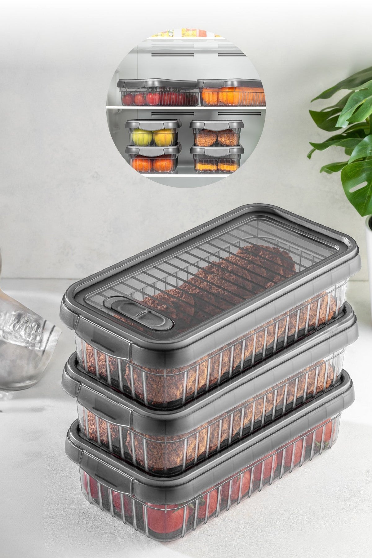 Set cutii depozitare (2 piese), BNM-8038 - Anthracite, Antracit