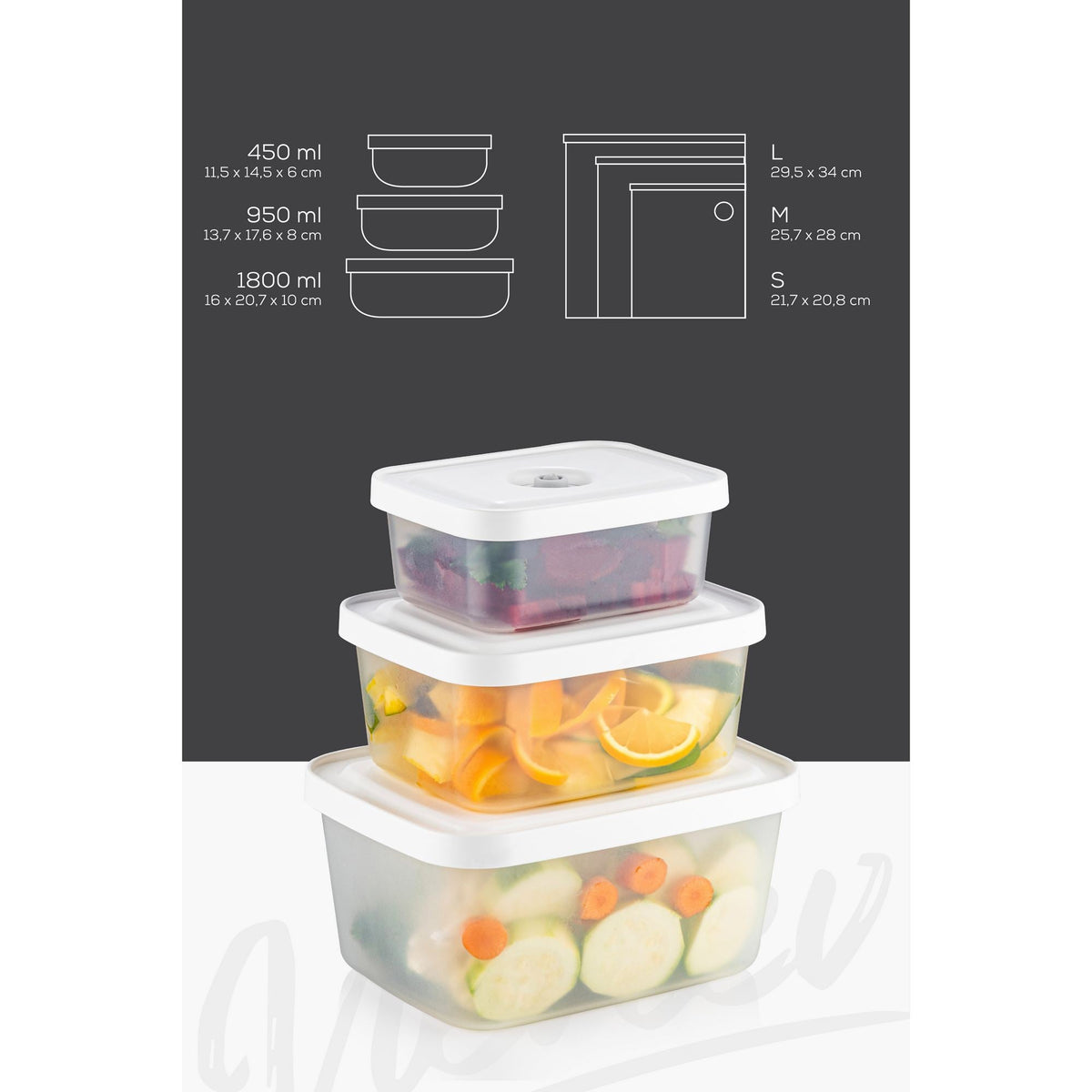 Set cutii depozitare și pungi alimentare (7 piese), VCC-7-PMP - Transparent, Transparent