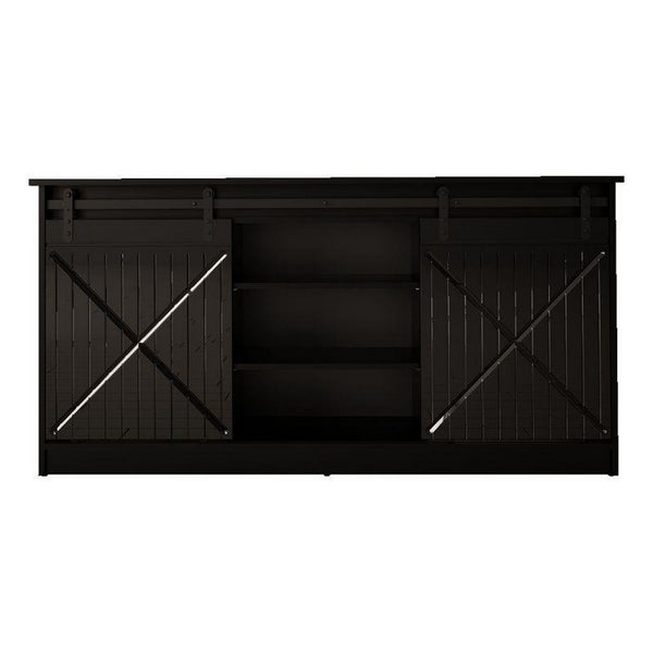 Comoda GRANERO, negru, PAL laminat, cu 2 usi, 160x35x80 cm