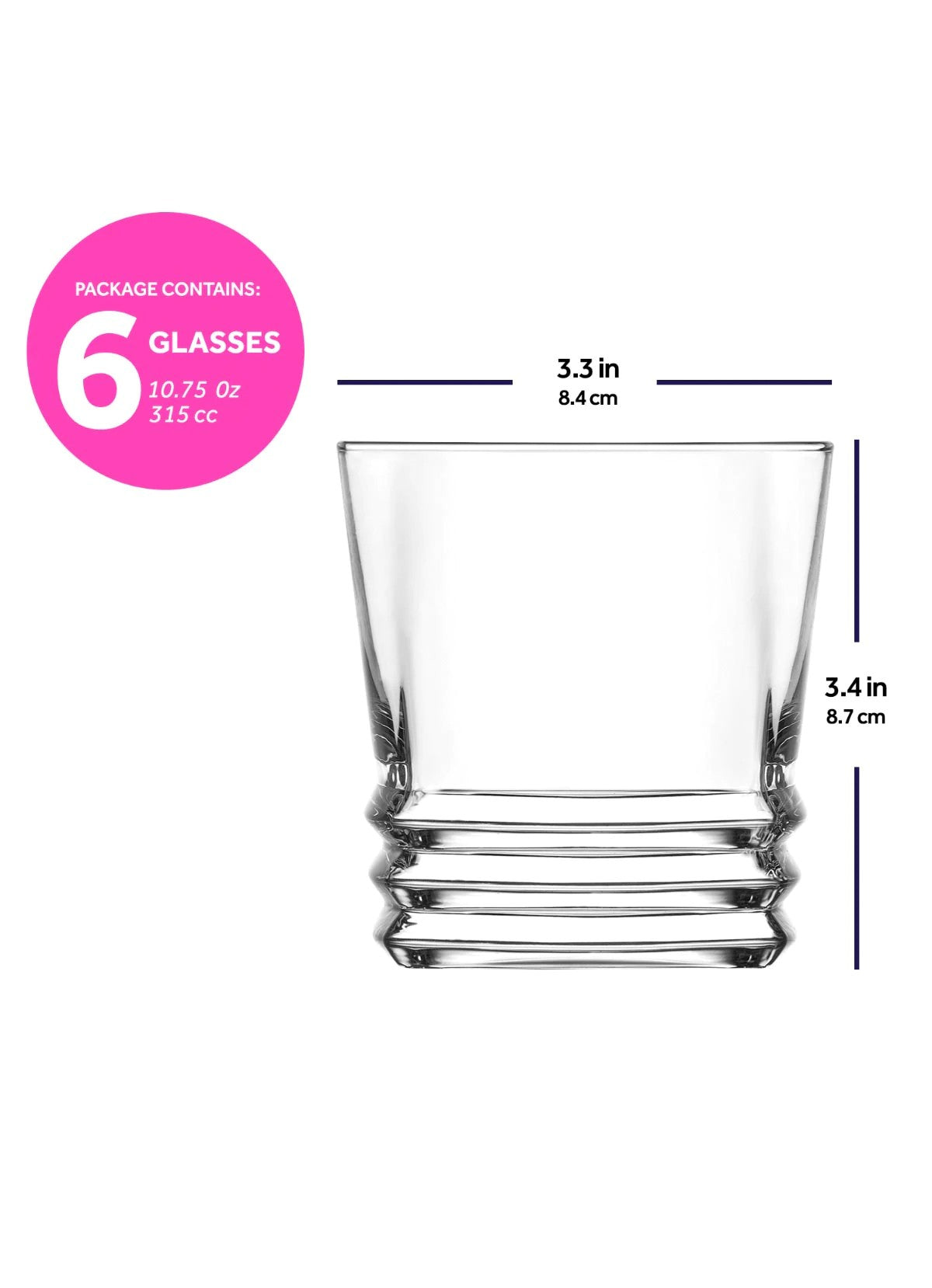 Set pahare whiskey (6 piese), LV-ELG360F, Transparent