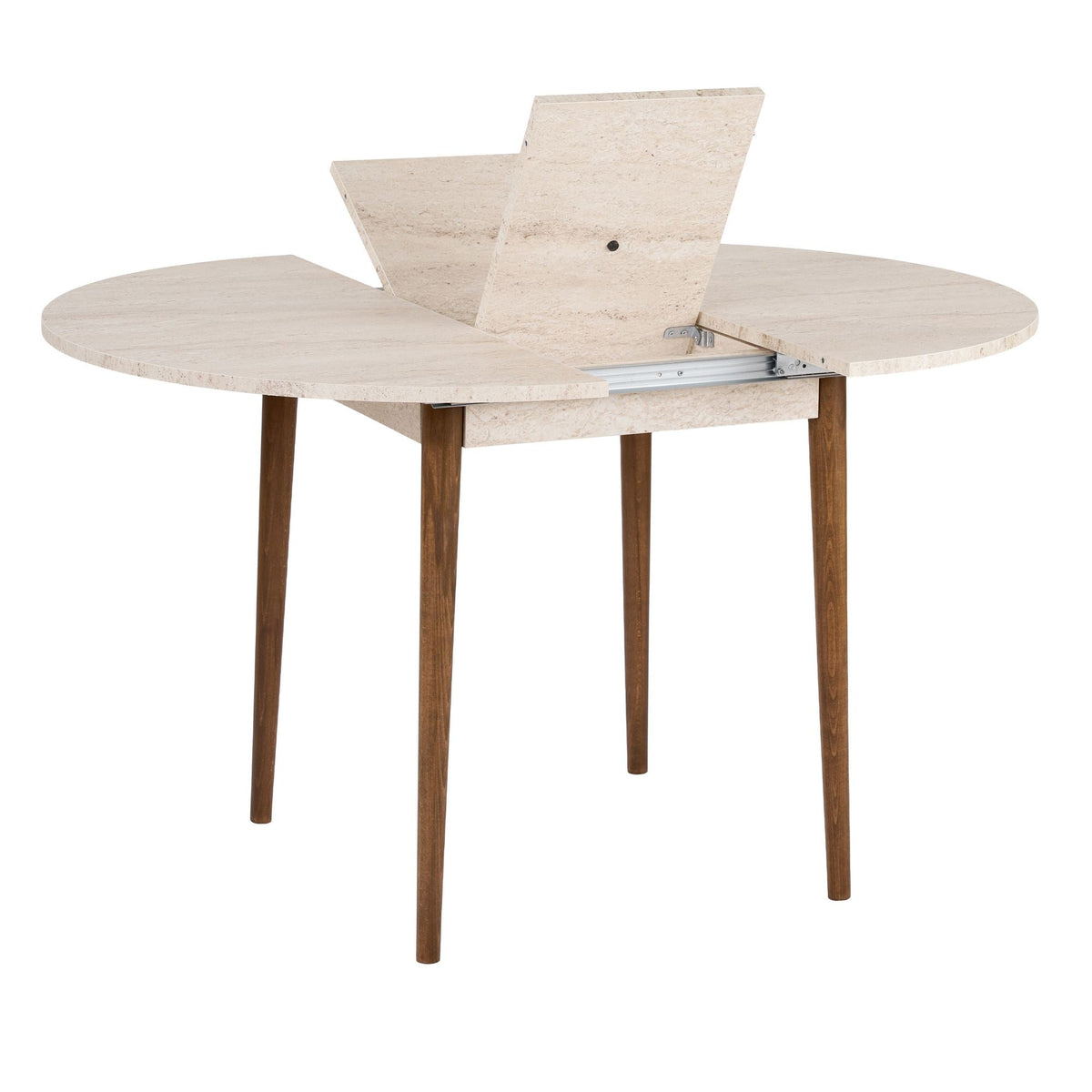 Masă dining extensibilă, Viona - Travertine, Walnut, Travertin / Nuc