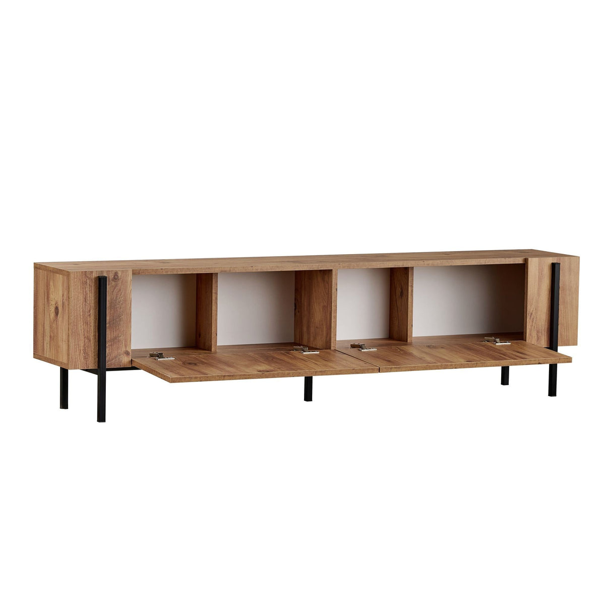 Comodă TV, Nexus - Atlantic Pine, Black, Pin Atlantic / Negru