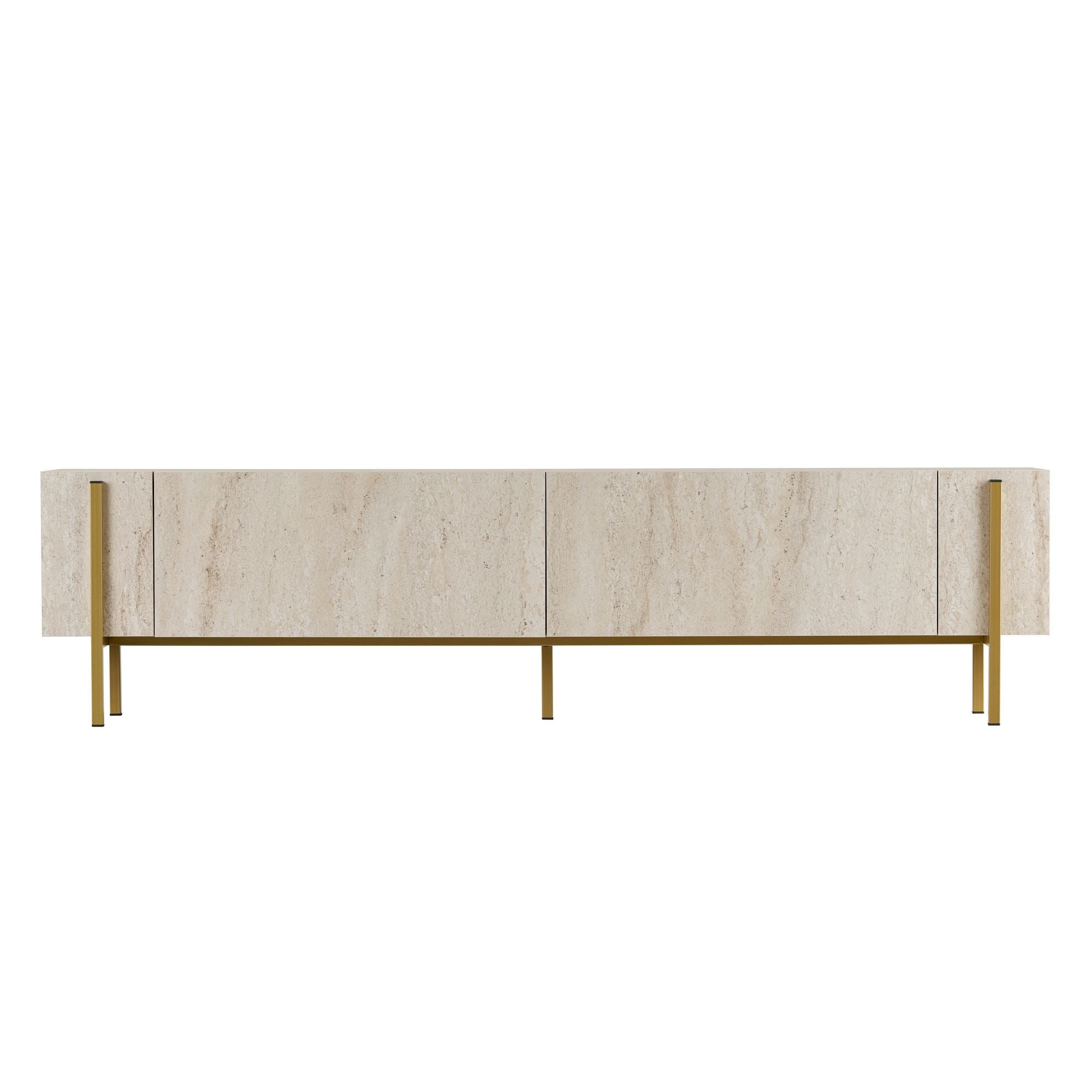 Comodă TV, Nexus - Travertine, Gold, Travertin / Auriu