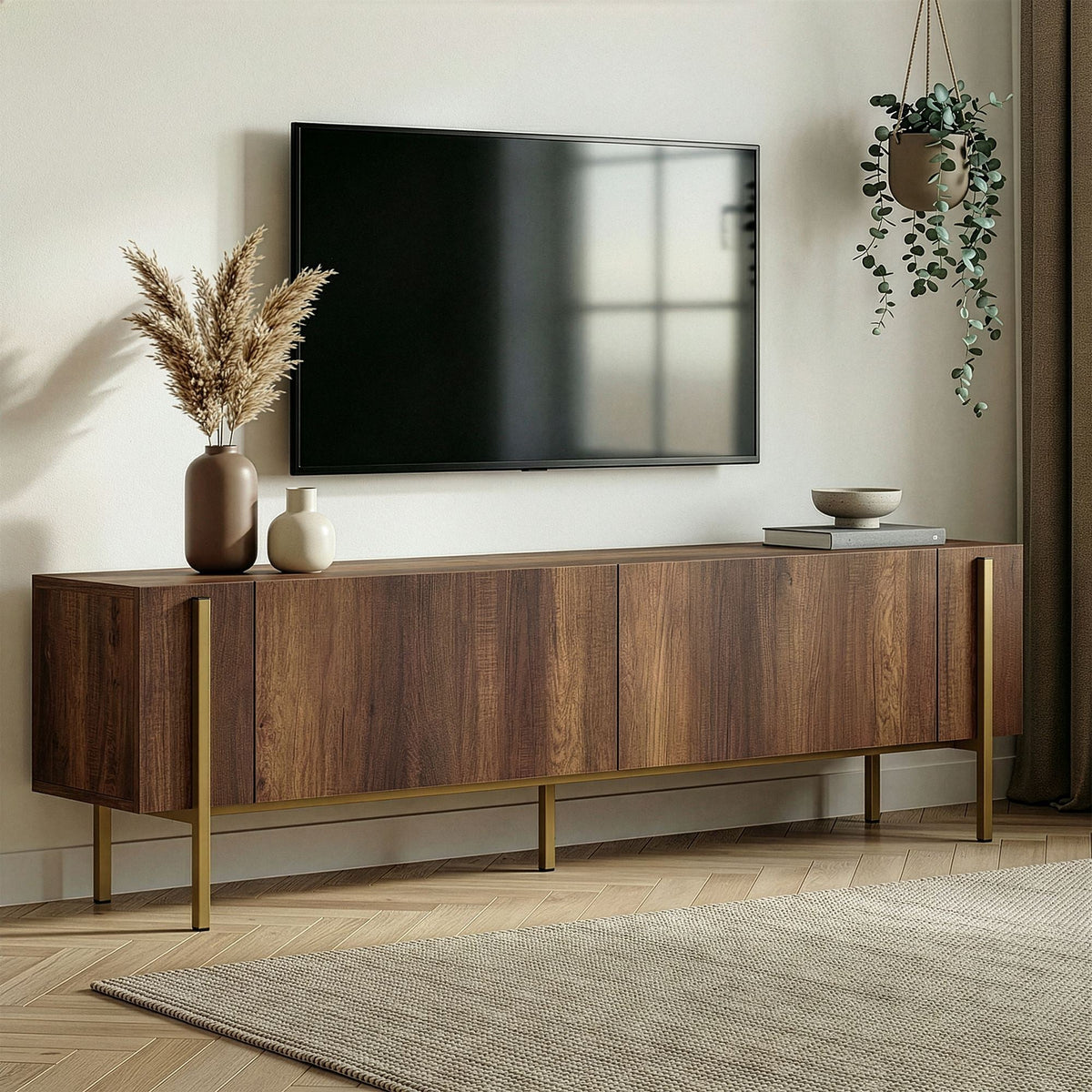 Comodă TV, Nexus - Barok Walnut, Gold, Nuc Baroc Auriu
