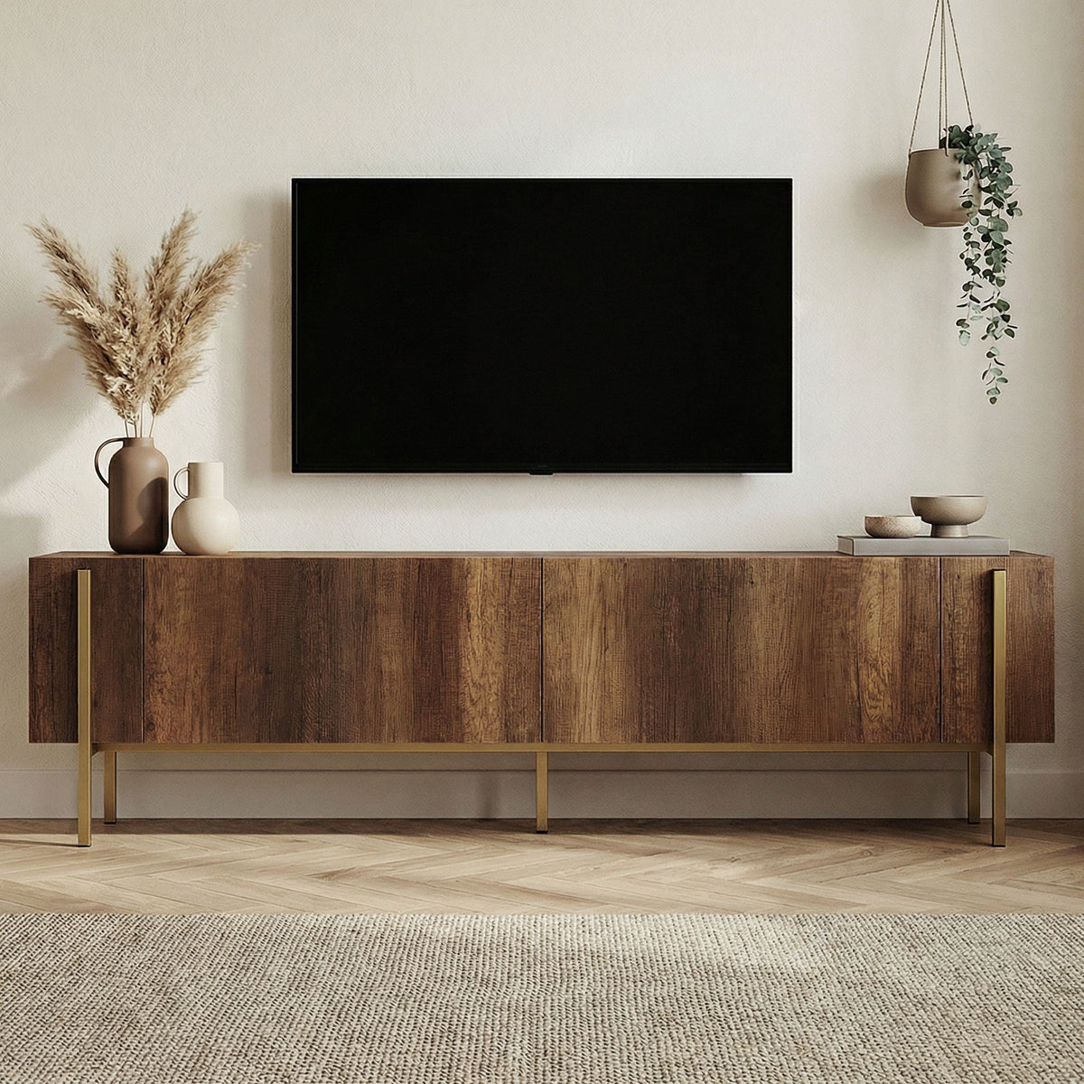 Comodă TV, Nexus - Barok Walnut, Gold, Nuc Baroc Auriu