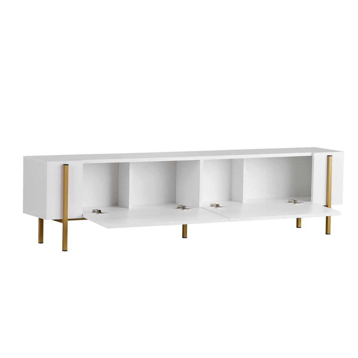 Comodă TV, Nexus - White, Gold, Alb / Auriu