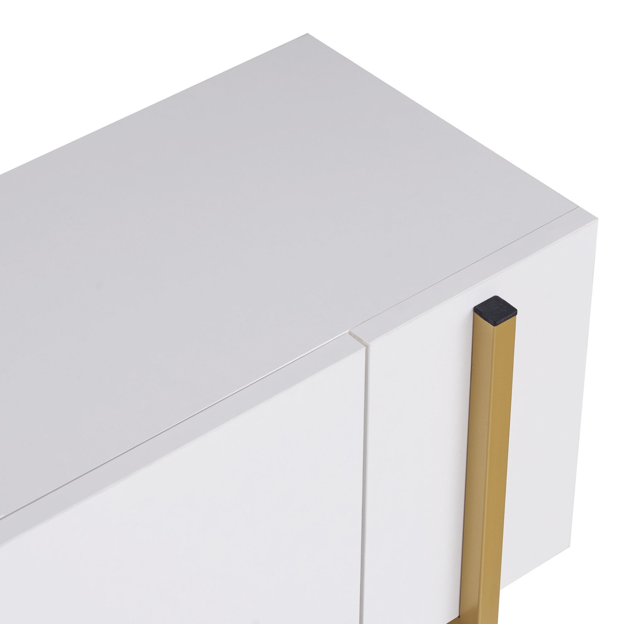 Comodă TV, Nexus - White, Gold, Alb / Auriu