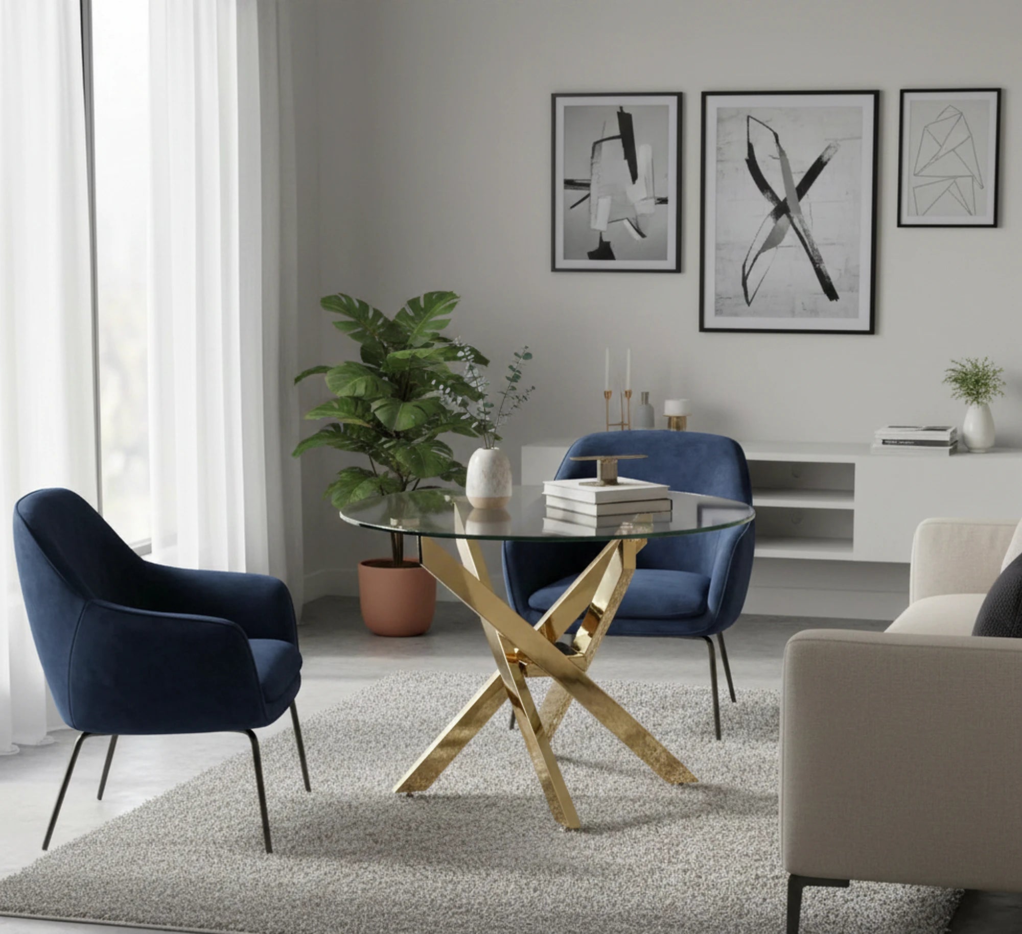 Masuta AGIS A, auriu, sticla/metal, 60x60x45 cm