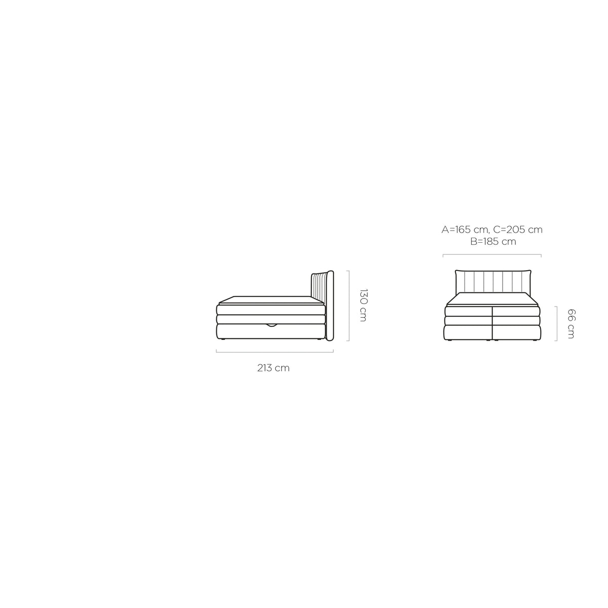 Pat boxspring AMBER 140x200, personalizabil materiale gama Oferta Avantaj, cu spatiu depozitare, saltele si topper