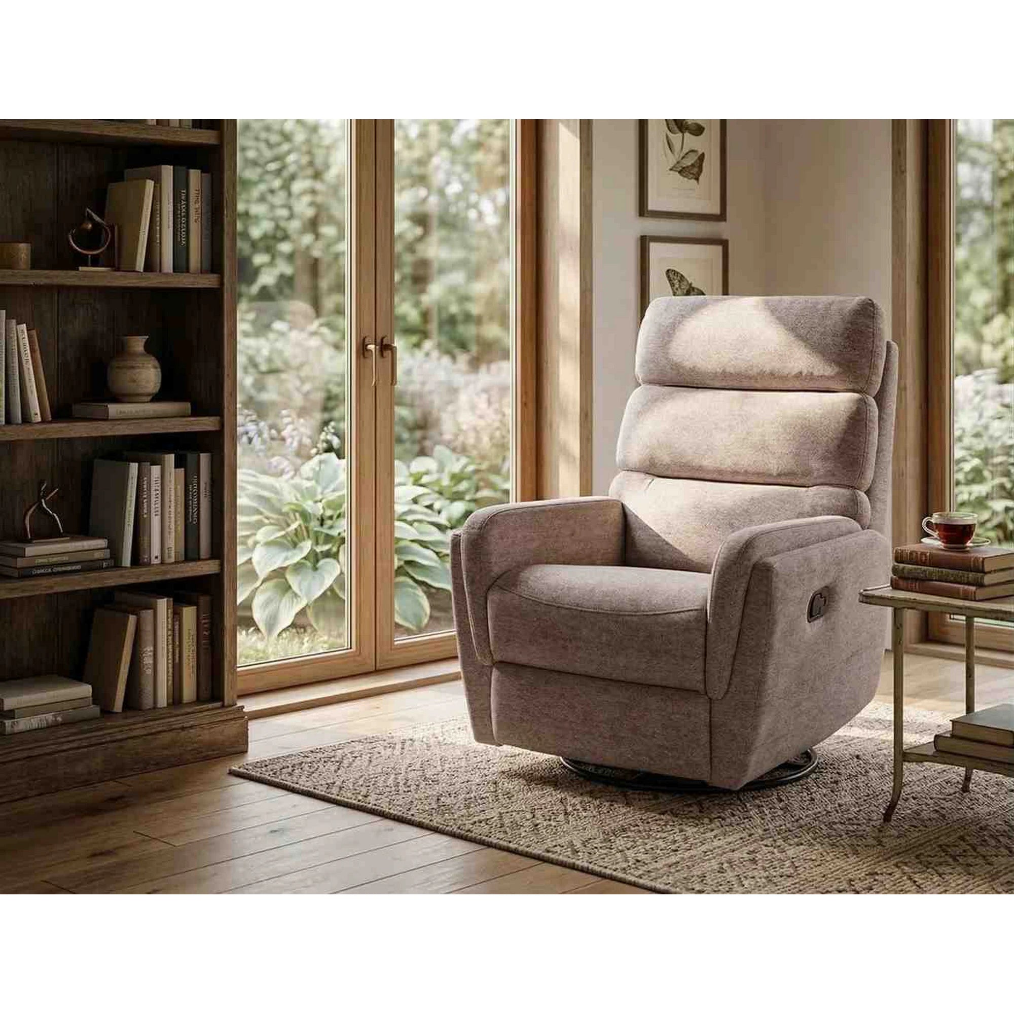 Fotoliu recliner ARGOS, stofa clasica bej inchis - Raven 30, 78x84/162x107 cm