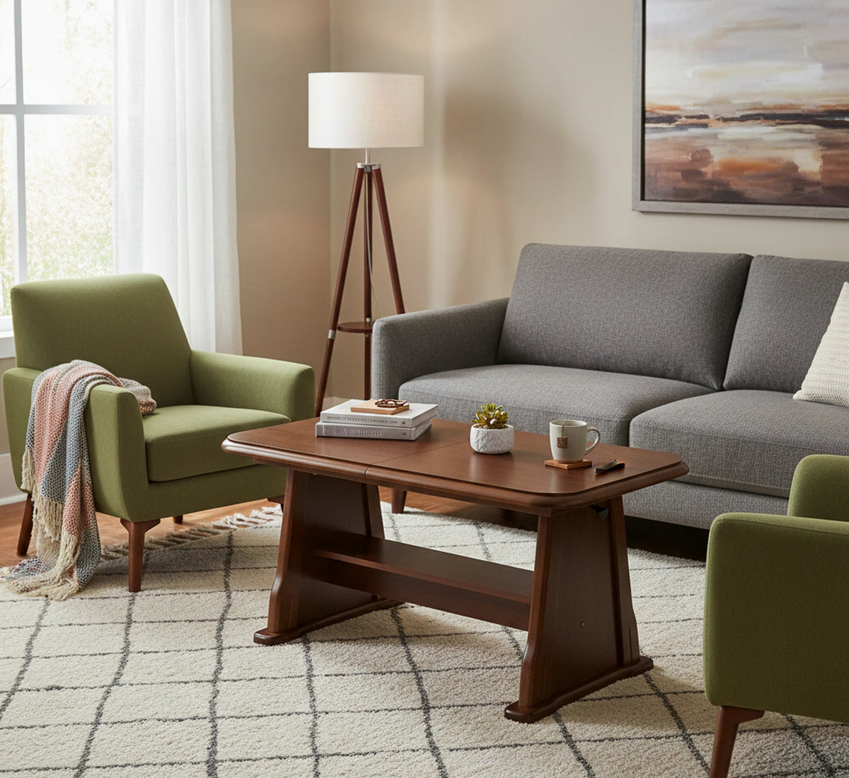 Masuta BEATA, nuc, PAL/lemn, 130/170x67x60/77 cm