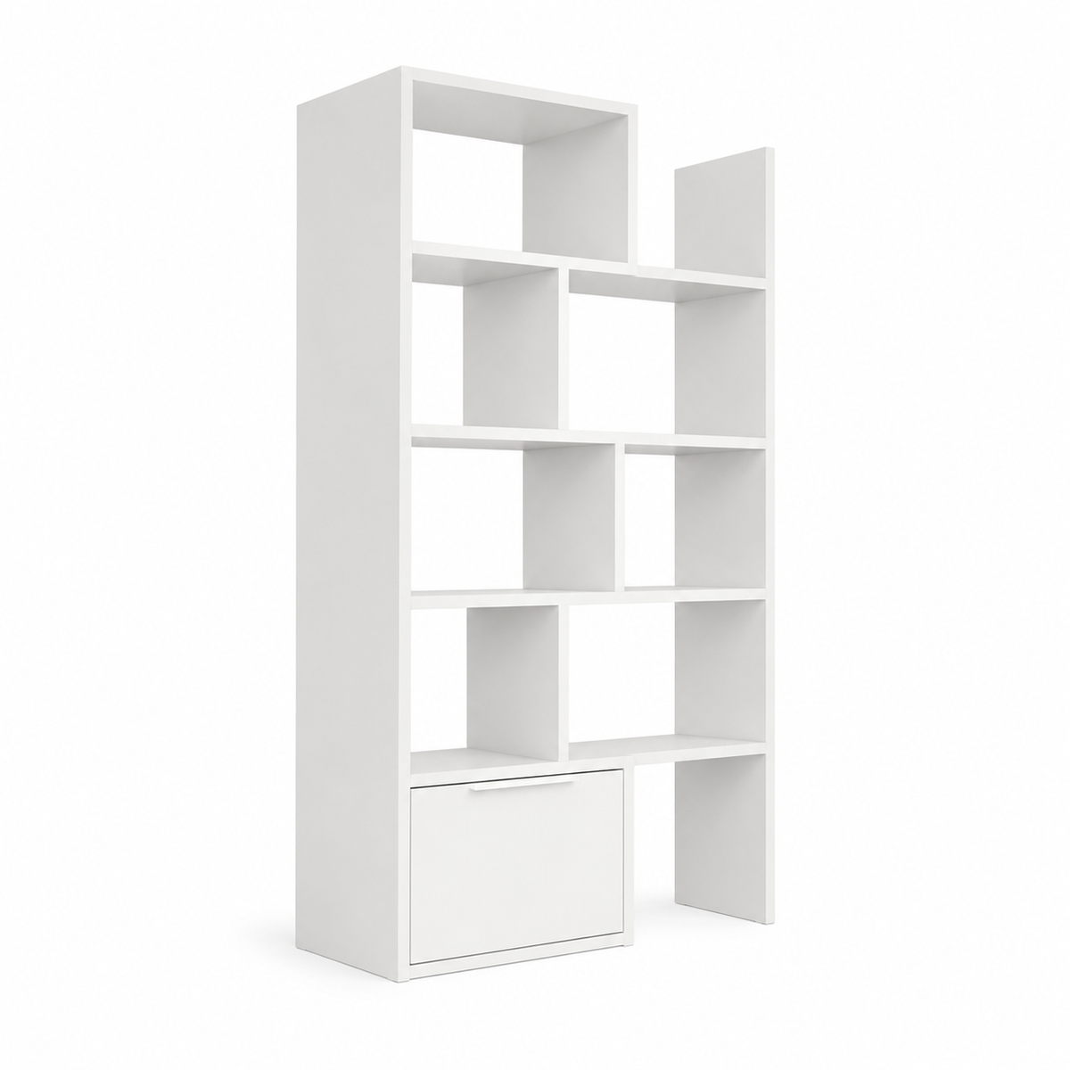 Biblioteca PACO, alb, PAL laminat, 74/130x29x188 cm