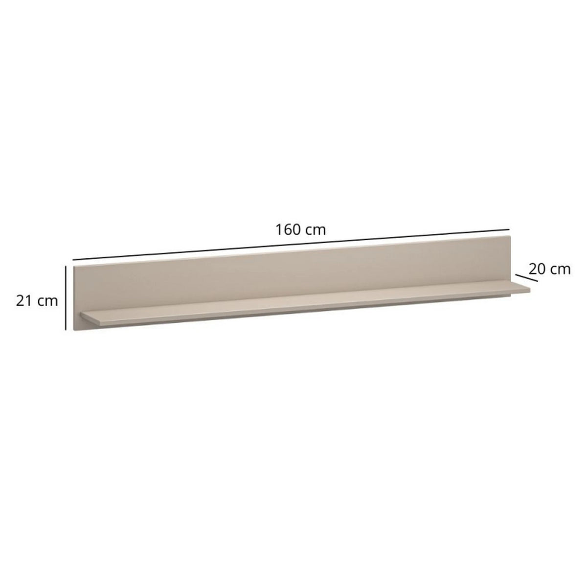 Polita perete living KLEO, taupe, PAL laminat, 160x20x21 cm