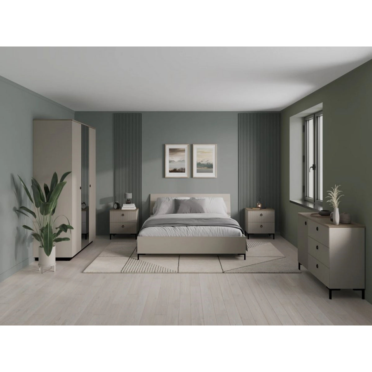 Comoda pentru living DOMINICA, grej/stejar, PAL laminat, 120x41x81 cm