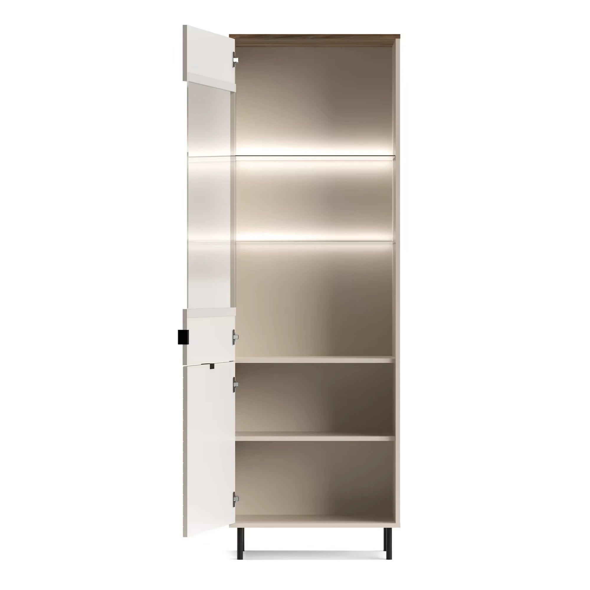 Vitrina living EVO, casmir, PAL laminat, cu iluminare LED, 64x40x195 cm