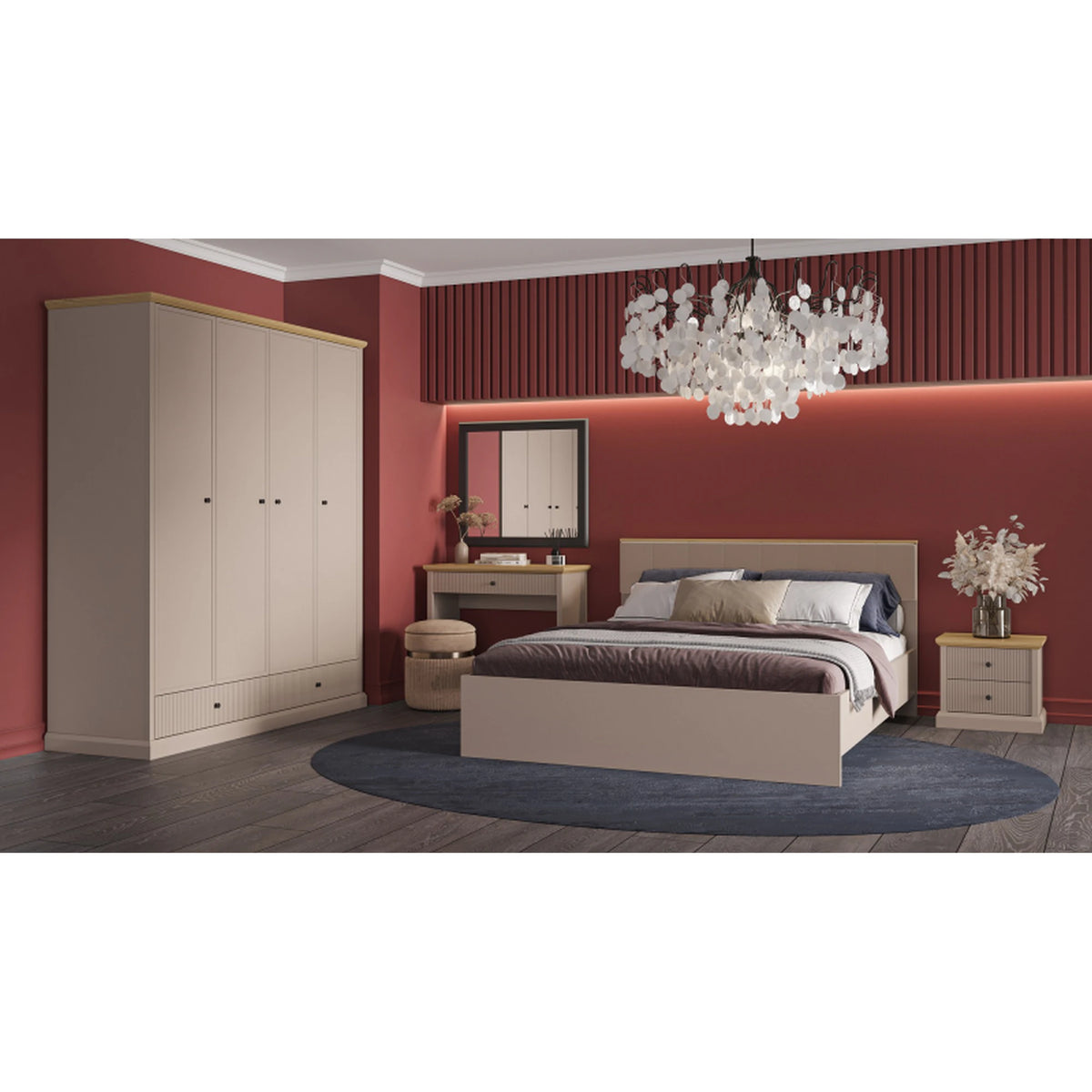 Noptiera de dormitor IDELLO, taupe/stejar, PAL, 53x39x48 cm