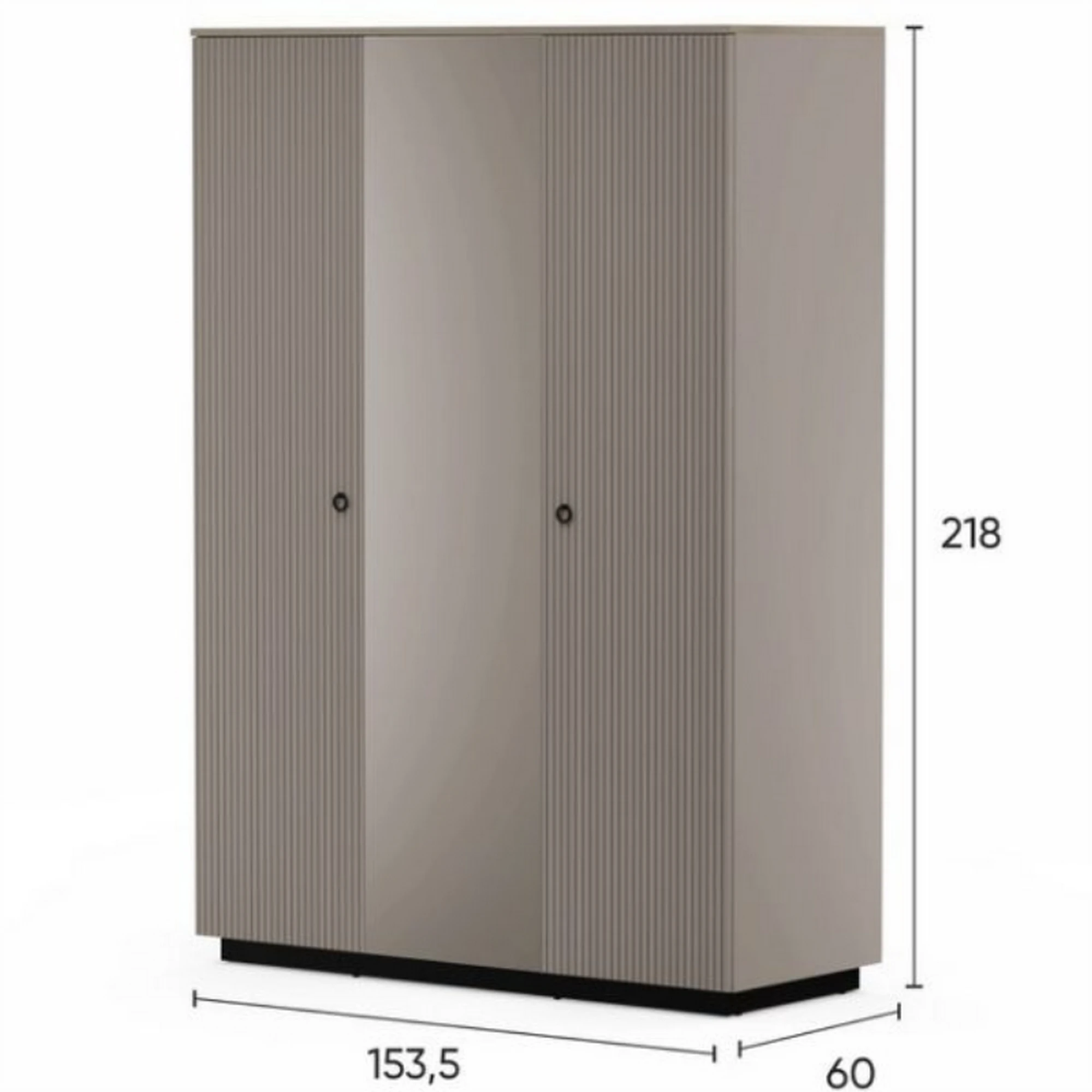 Dulap modern dormitor DOMINICA, grej/stejar, PAL laminat, 153x60x218 cm