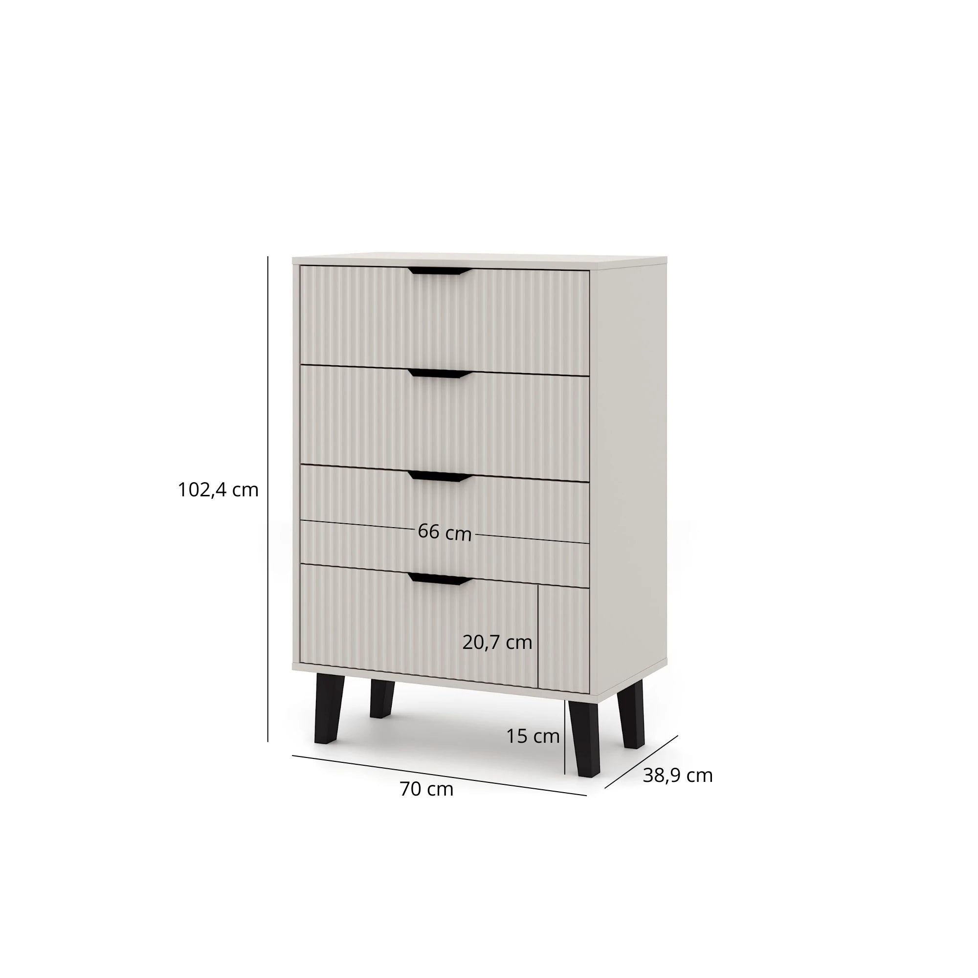 Comoda cu sertare inalta BORG, casmir, PAL laminat, 70x39x103 cm