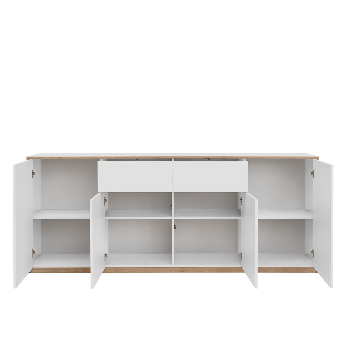 Comoda pentru living COMPLEX, alb, PAL laminat, 220x40x89 cm