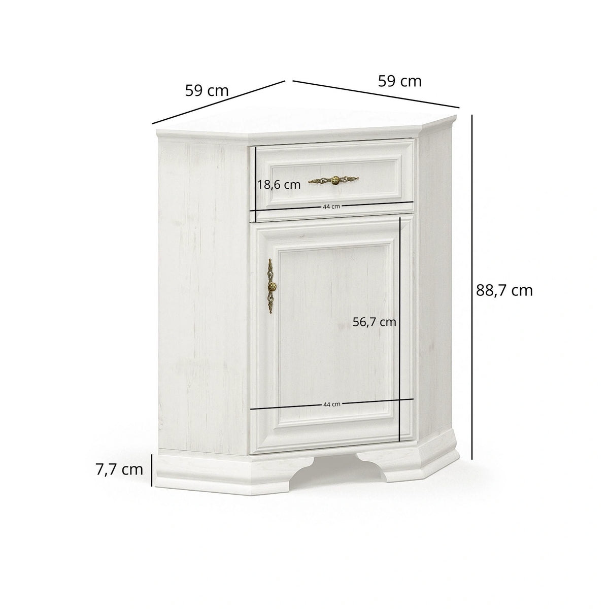 Comoda pin alb anderson IRYS, PAL laminat, 59x59x89 cm