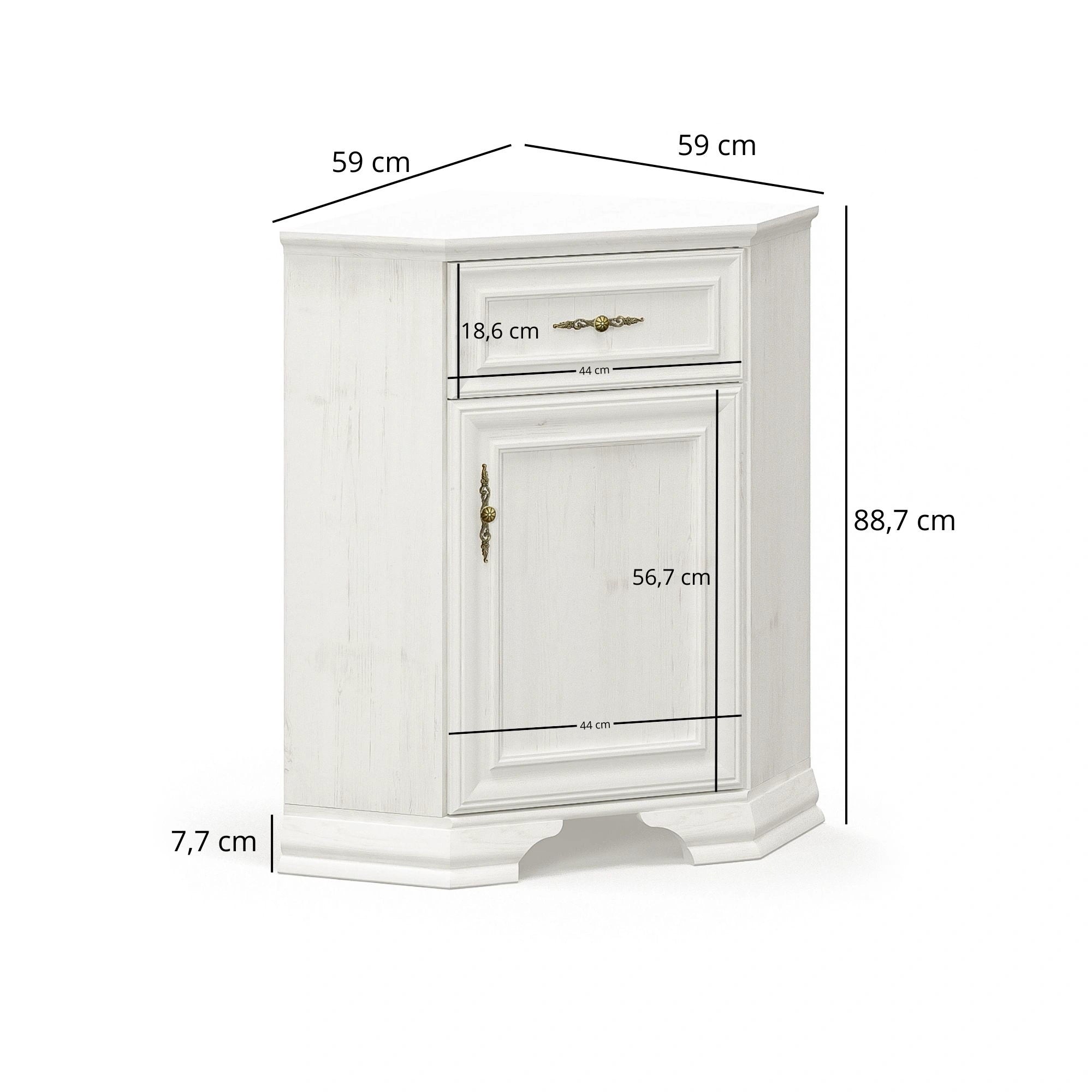 Comoda pin alb anderson IRYS, PAL laminat, 59x59x89 cm