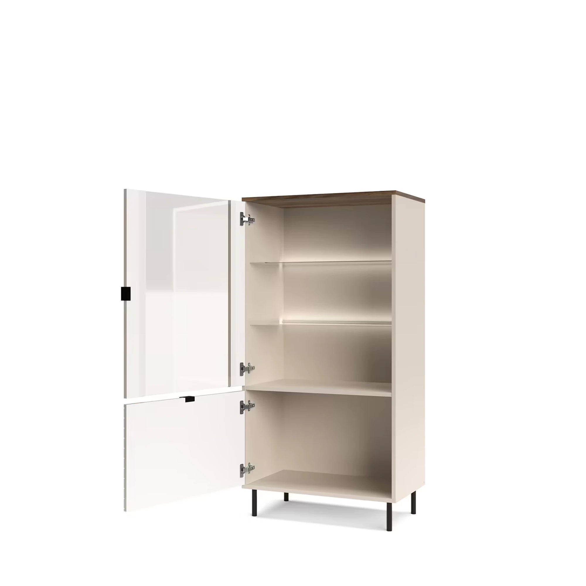 Vitrina living EVO, casmir, PAL laminat, cu iluminare LED, 69x40x136 cm