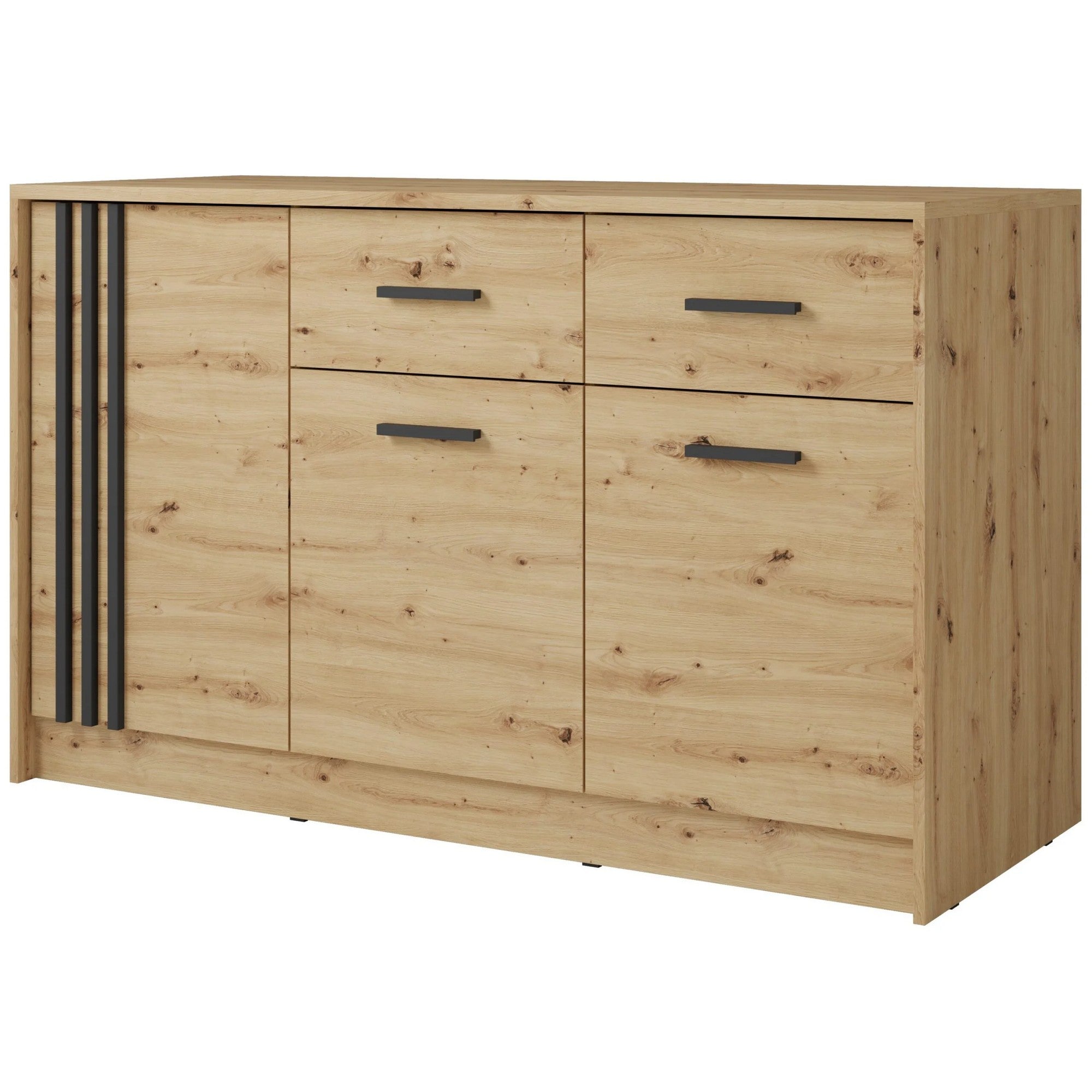 Comoda CANADA CD4, stejar artisan/negru, PAL laminat, 150x42x94 cm