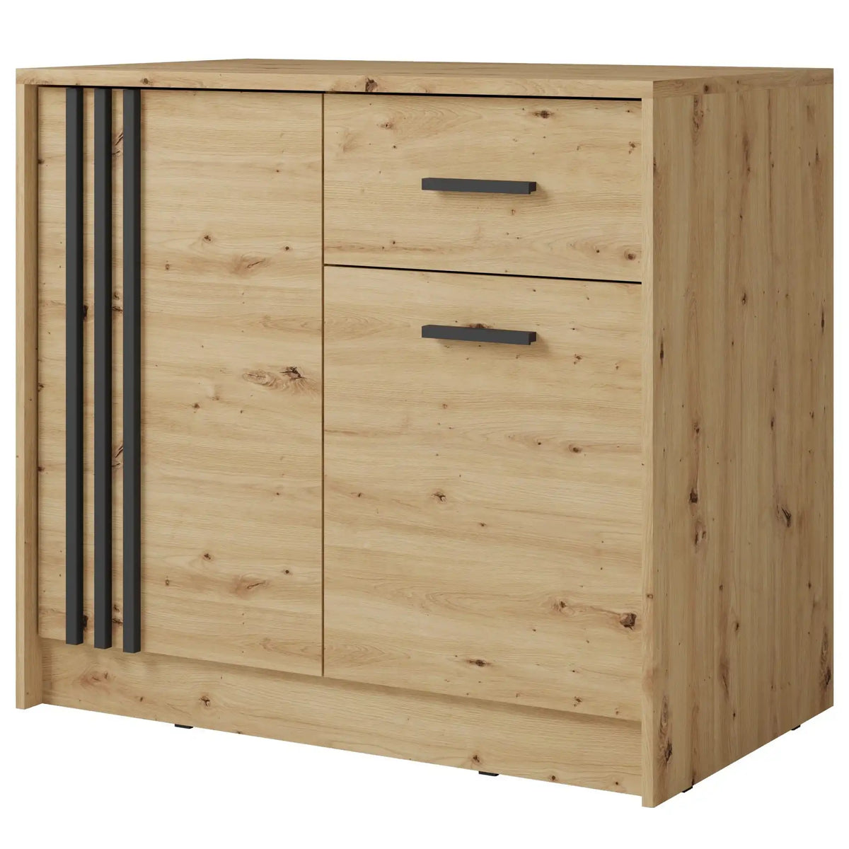 Comoda CANADA CY4, stejar artisan/negru, PAL laminat, 102x42x94 cm