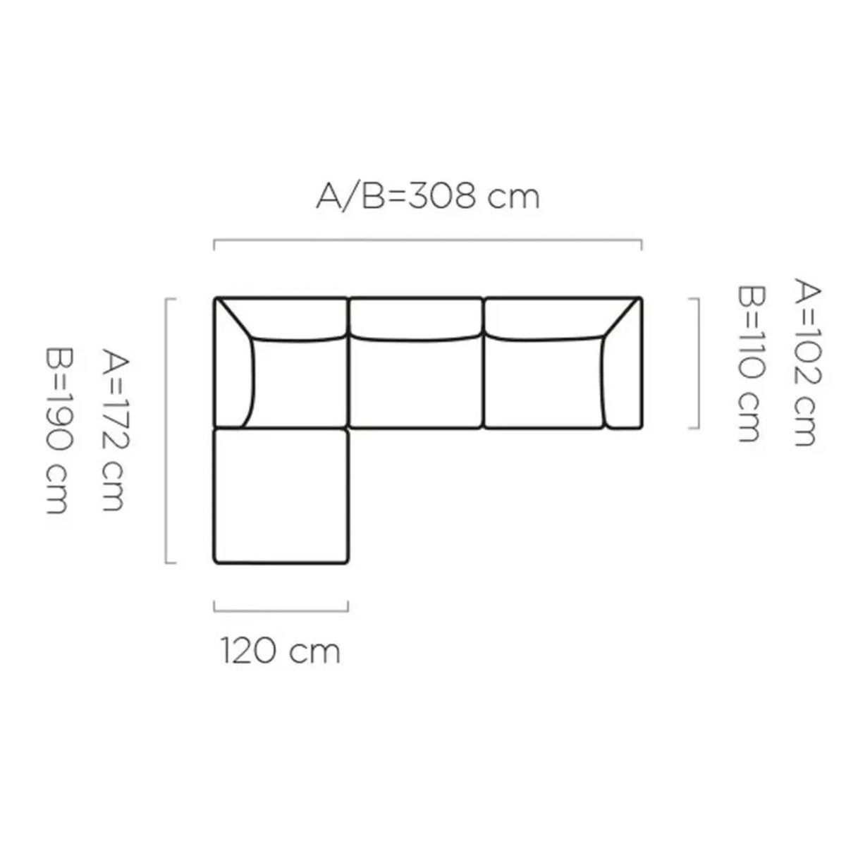 Coltar CANDELO MINI A, personalizabil materiale gama Oferta Avantaj, 308x172x75 cm