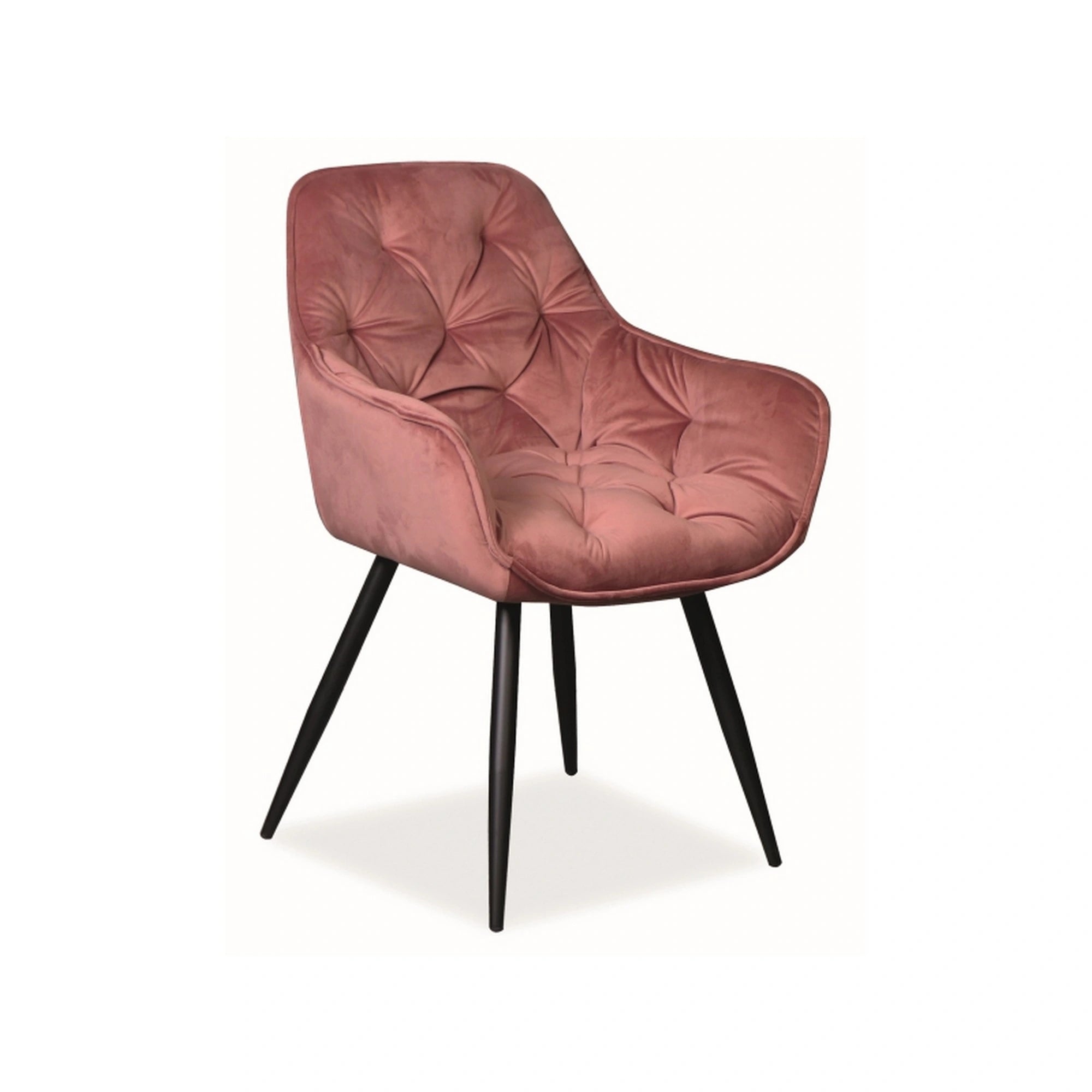 Scaun CHERRY, roz/negru, stofa catifelata/metal, 57x58x87 cm