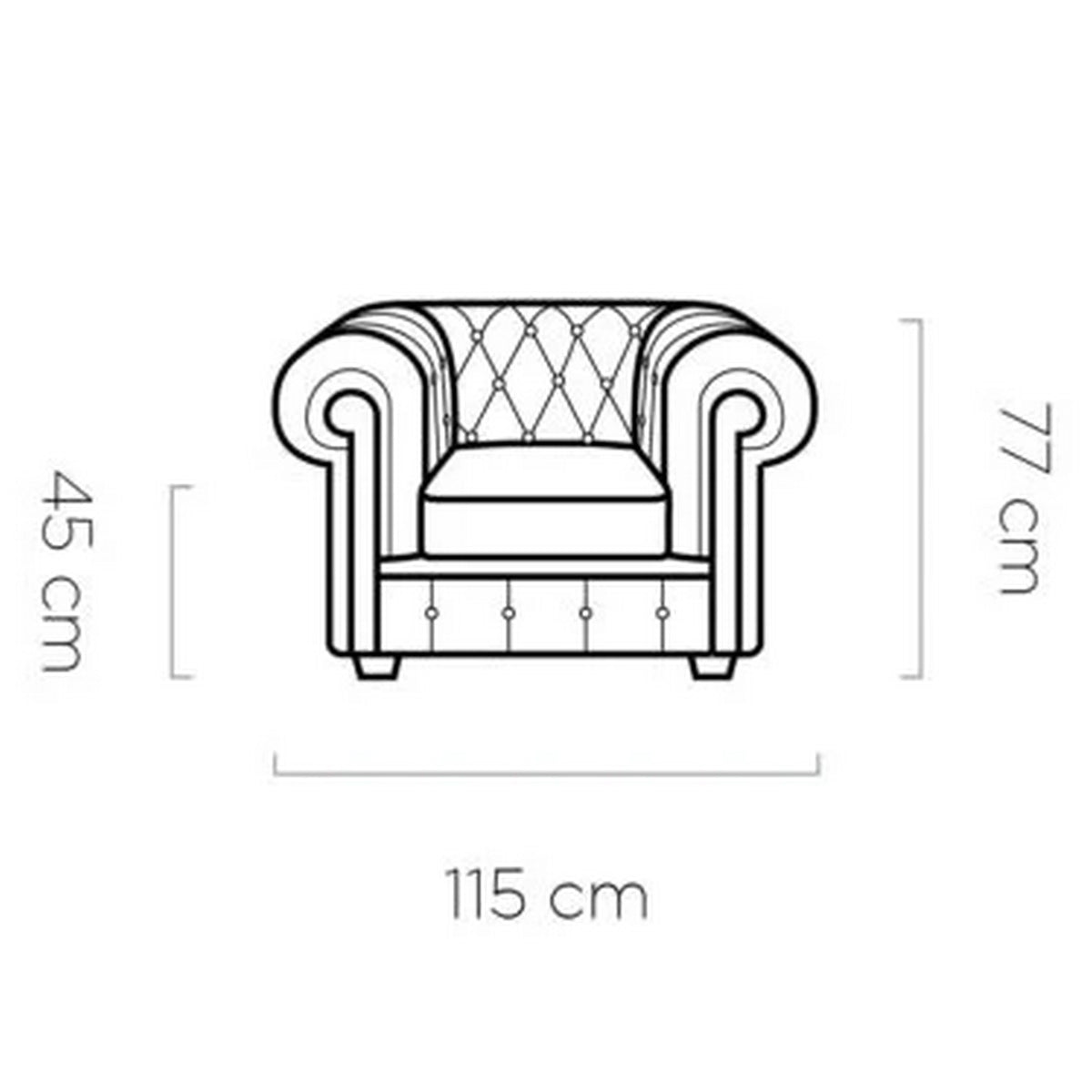 Fotoliu CHESTERFIELD, personalizabil materiale gama Premium, 115x96x77 cm