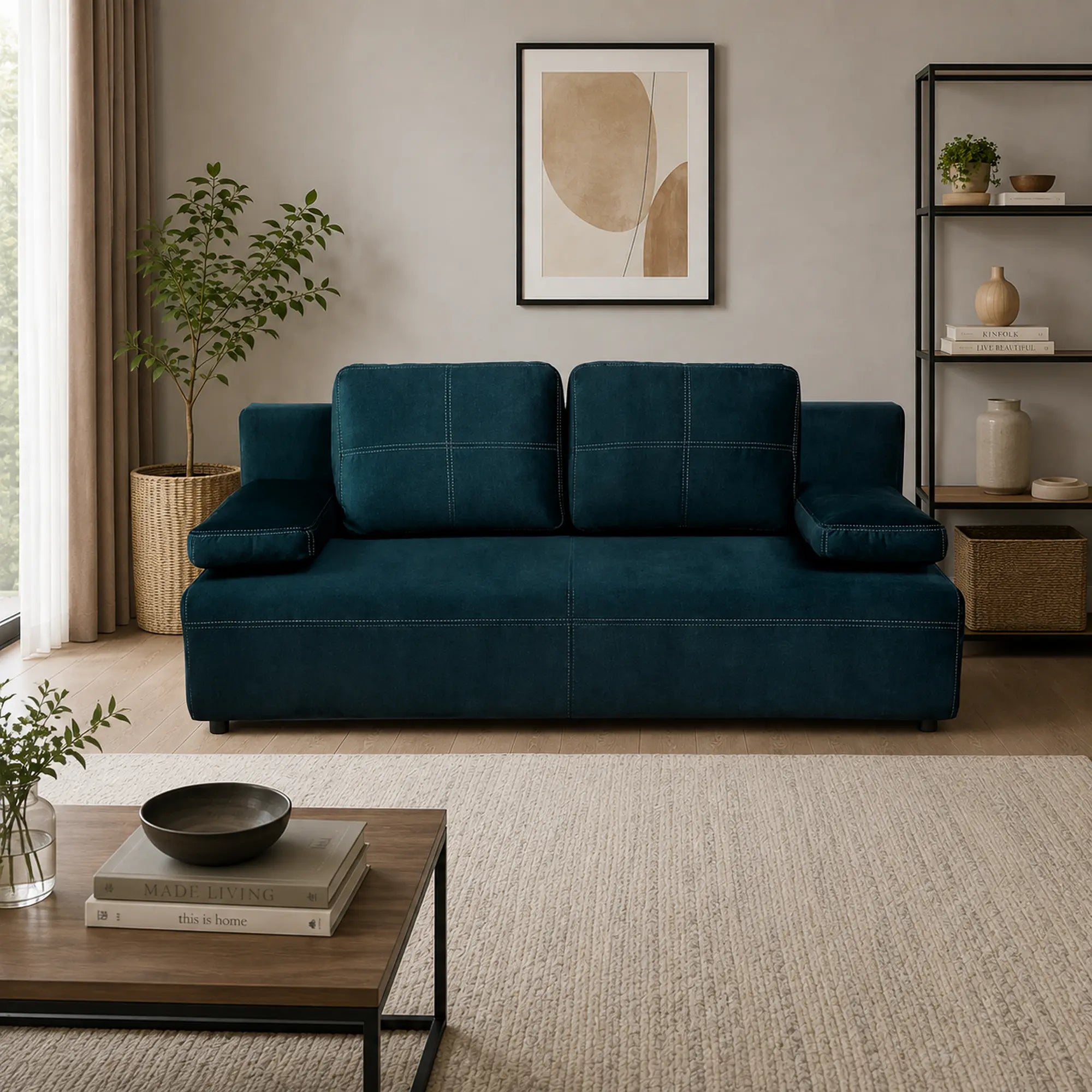 Canapea extensibila NOLA, personalizabil materiale gama Oferta Avantaj, cu lada de depozitare 200x102x92 cm