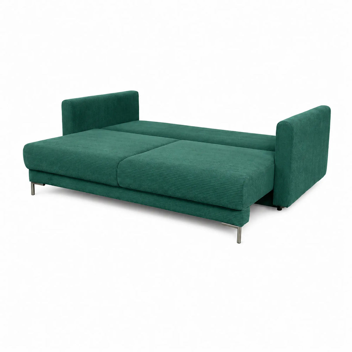 Canapea extensibila 3 locuri verde RICO, stofa catifelata - Monolith 37, cu lada depozitare, 224x114x91 cm