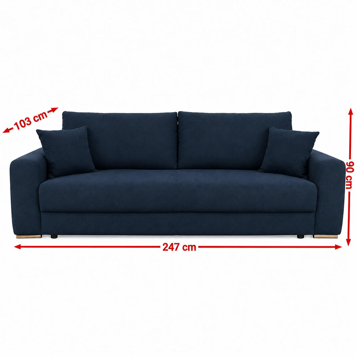 Canapea extensibila GENF, stofa catifelata albastru inchis - Element 13, cu lada depozitare, 247x103x90 cm