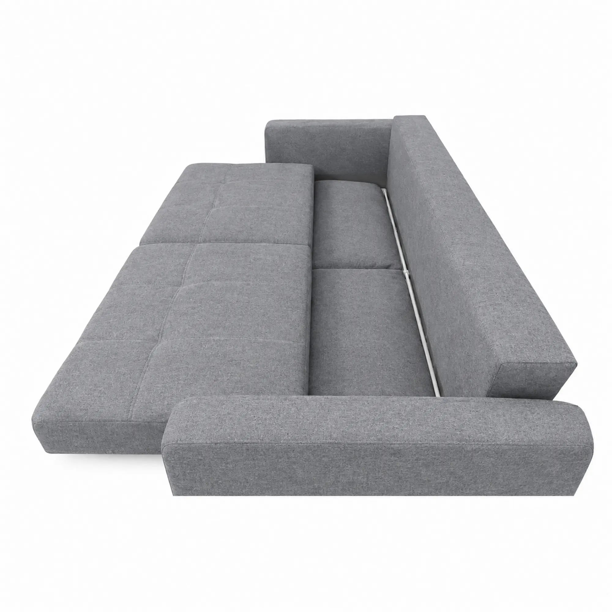 Canapea extensibila KARISA, stofa catifelata gri - Element 23, cu lada depozitare, 241x113x91 cm