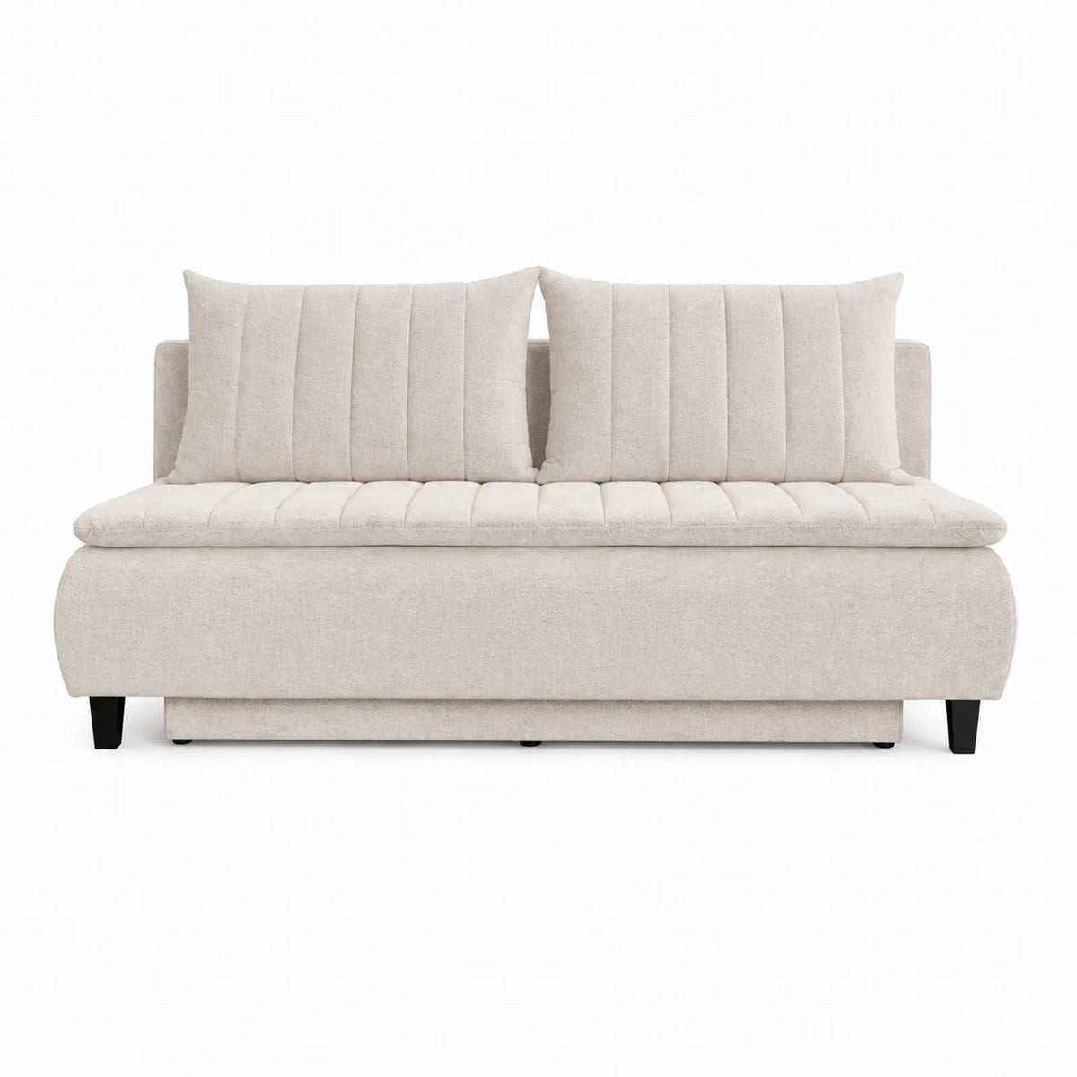 Canapea extensibila cu lada 3 locuri HARRY, stofa catifelata bej - Element 17, 208x102x96 cm