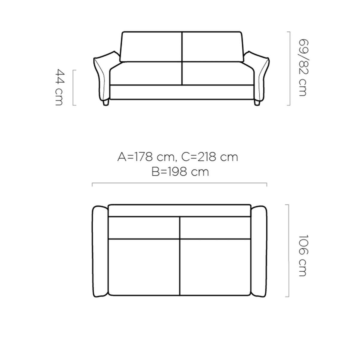 Canapea extensibila CANTO 160, stofa maro - Rosario 472, Gama Premium, 218x106x82 cm