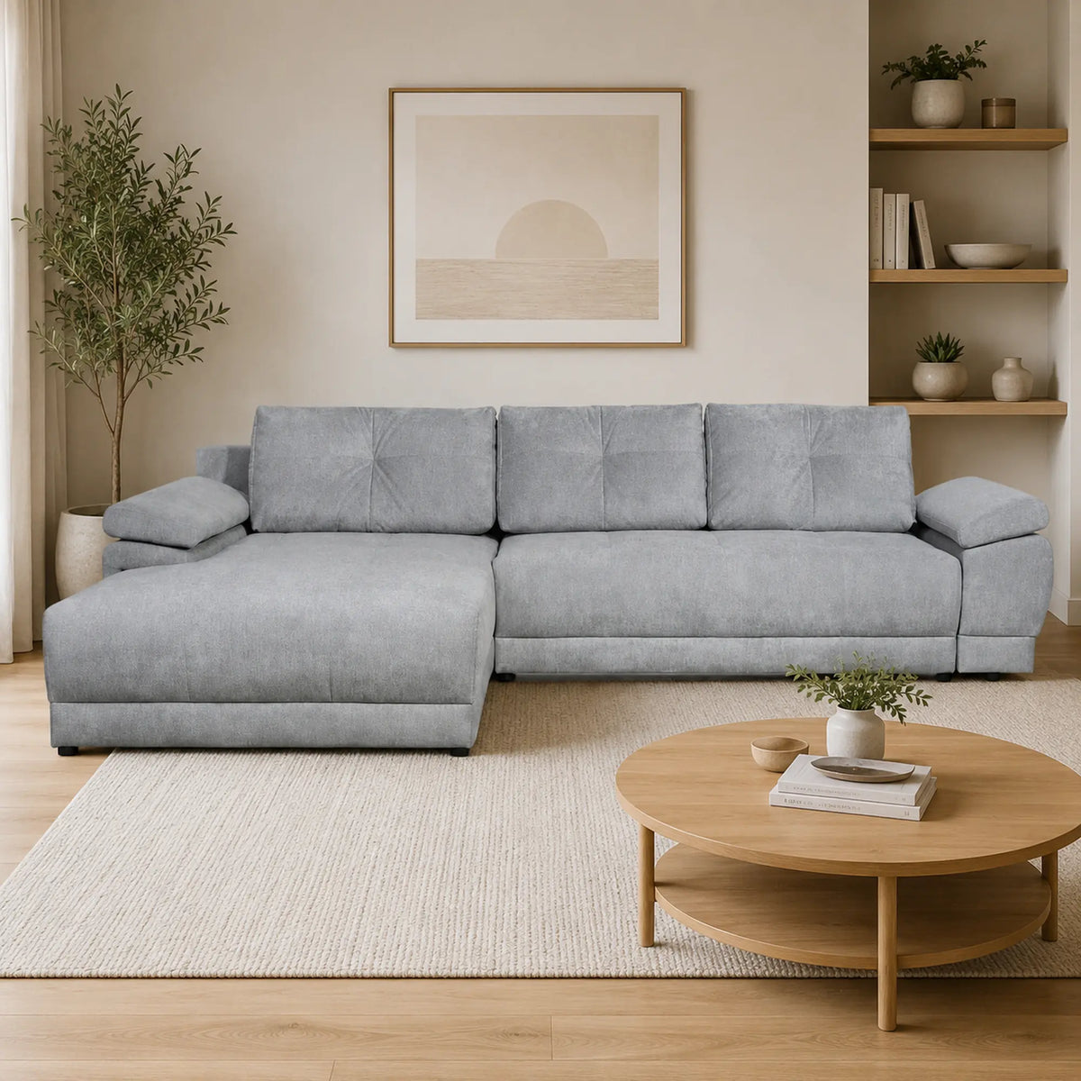 Coltar extensibil EVEREST, personalizabil materiale Gama Oferta Avantaj, cu lada depozitare, 308x213x90 cm