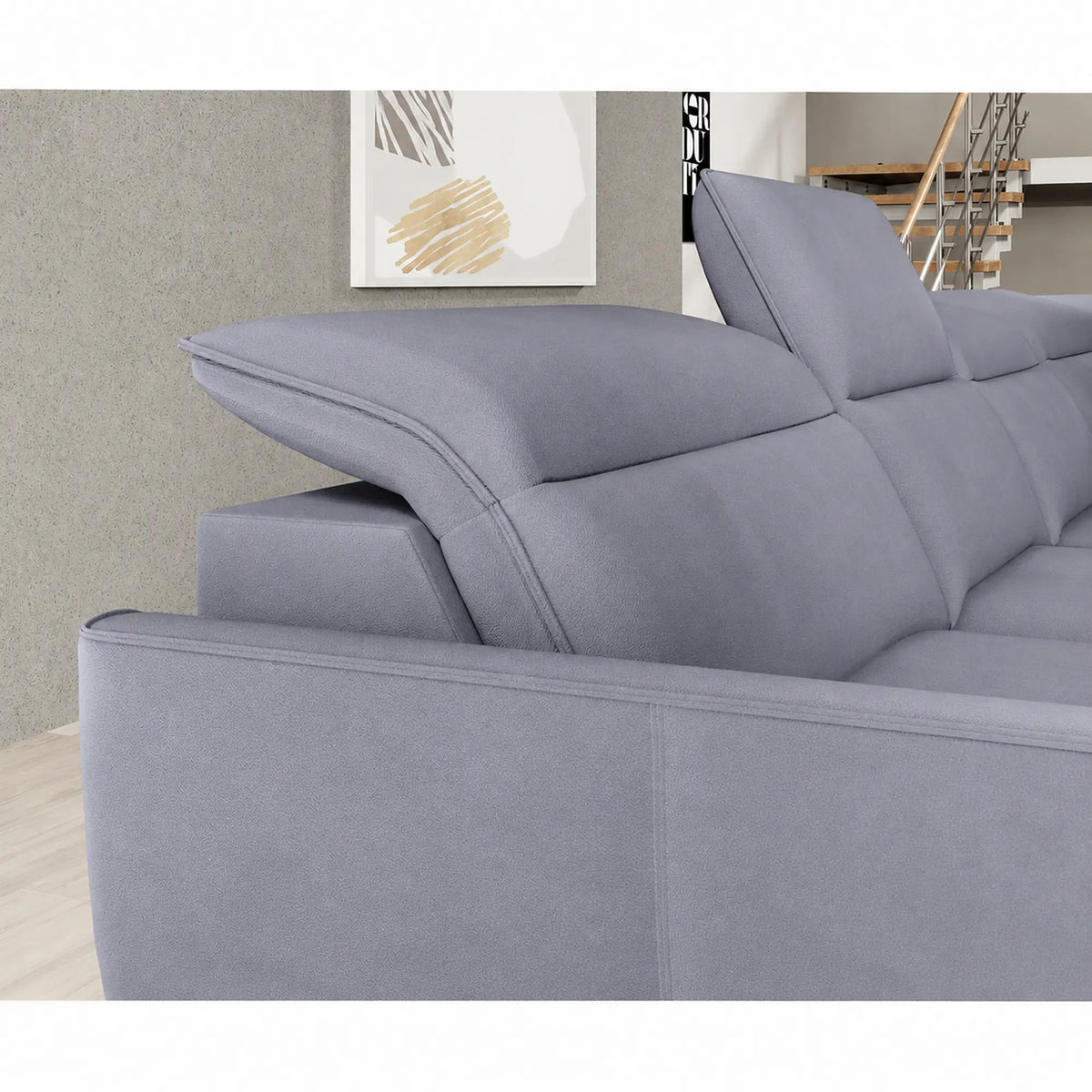 Coltar MURILLO XL, personalizabil, cu reglaj electric, tetiere reglabile si lada depozitare, 350x218x100 cm