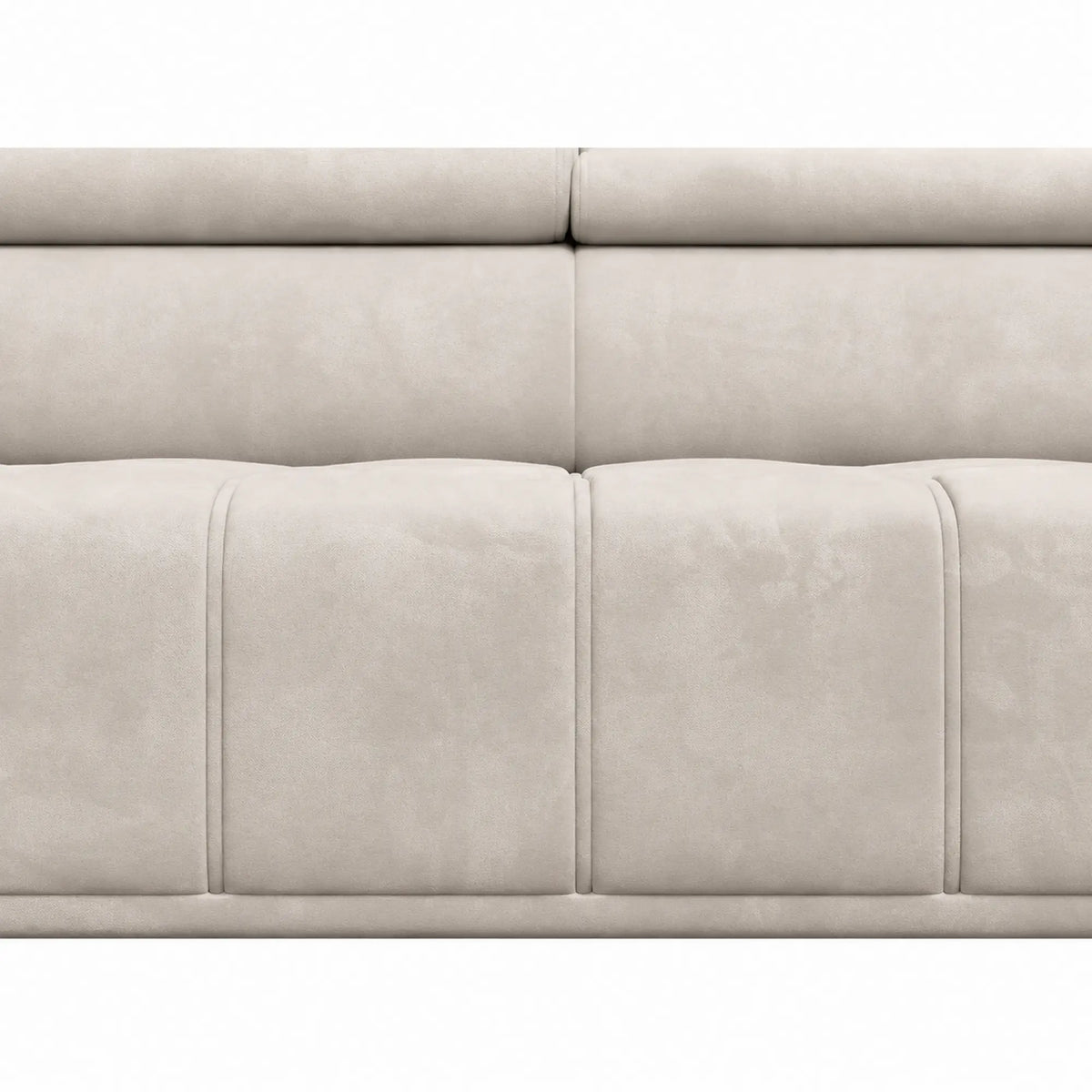 Coltar PALLADIO L, sezlong stanga, stofa catifelata bej - Vogue 1, cu reglaj electric si tetiere reglabile, 320x220x99 cm