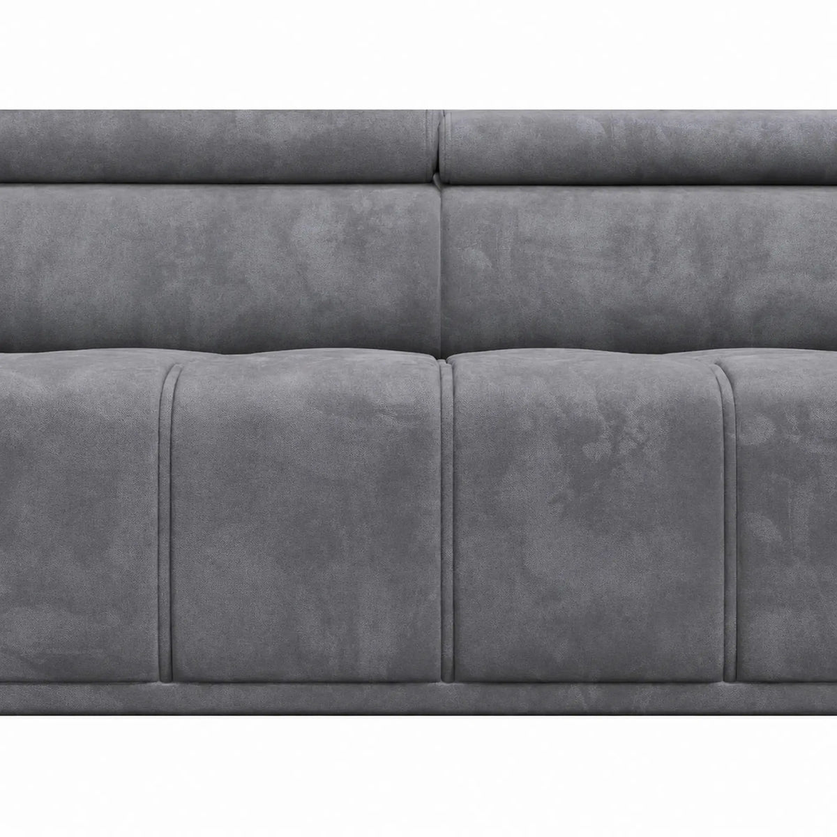 Coltar PALLADIO L, sezlong stanga, stofa catifelata gri - Whisper 17, cu reglaj electric si tetiere reglabile, 320x220x99 cm