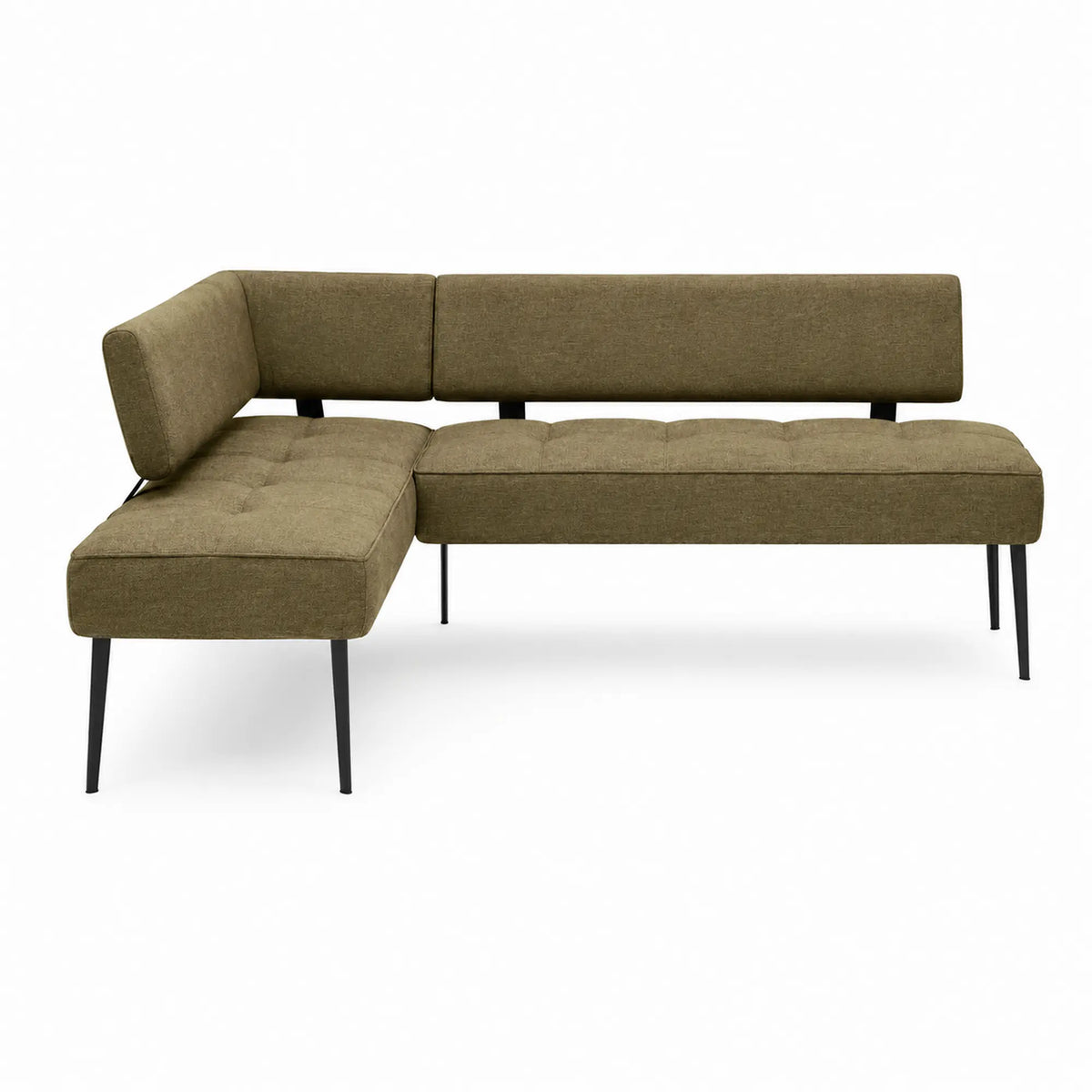 Coltar bucatarie BANCO, sezlong stanga, stofa catifelata verde olive - Salvador 10, 213x164x89 cm
