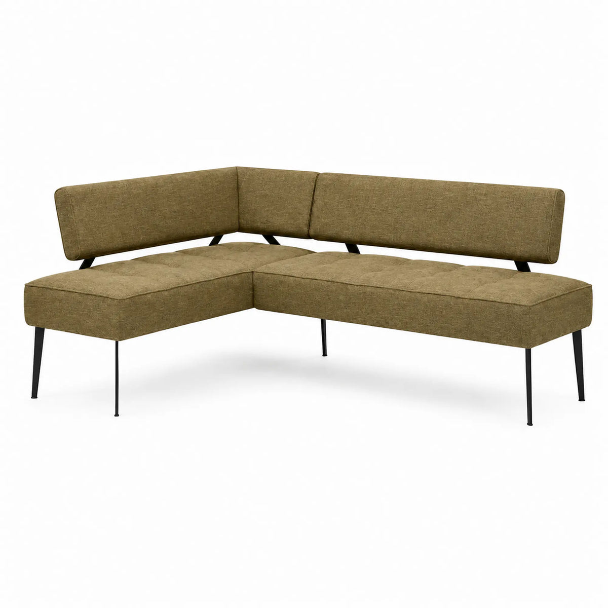Coltar bucatarie BANCO, sezlong stanga, stofa catifelata verde olive - Salvador 10, 213x164x89 cm