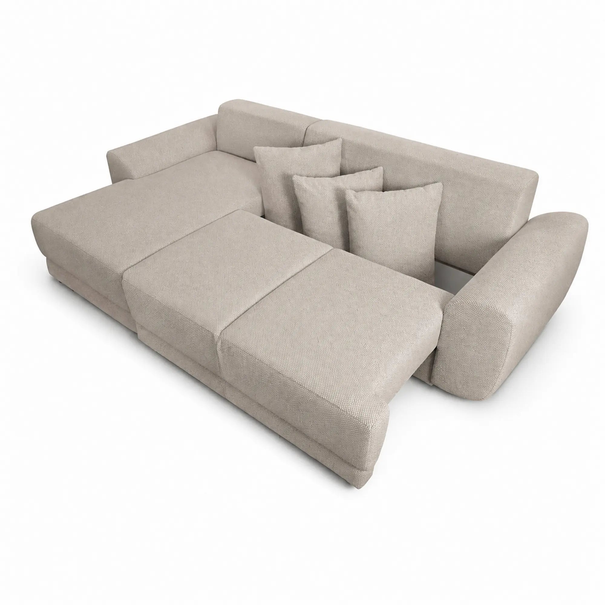 Coltar de living ASTOR, sezlong stanga, stofa bej - New York G008, 254x150x83 cm