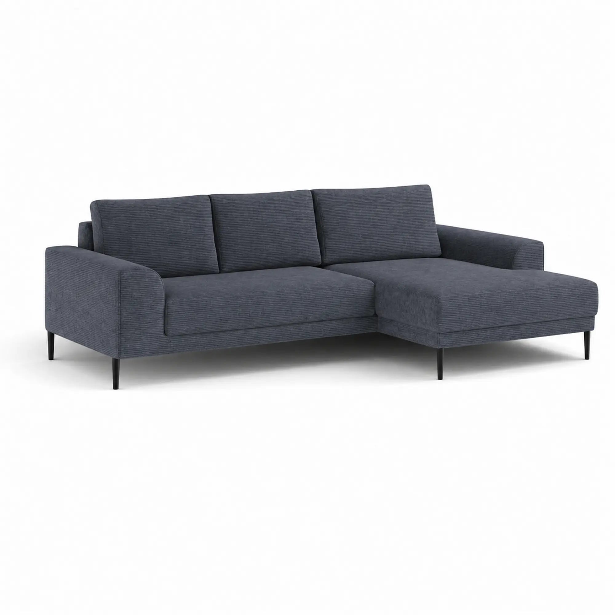 Coltar extensibil CAPITOL, sezlong dreapta, stofa catifelata gri inchis - Whisper 15, cu lada depozitare, 276x175x89 cm